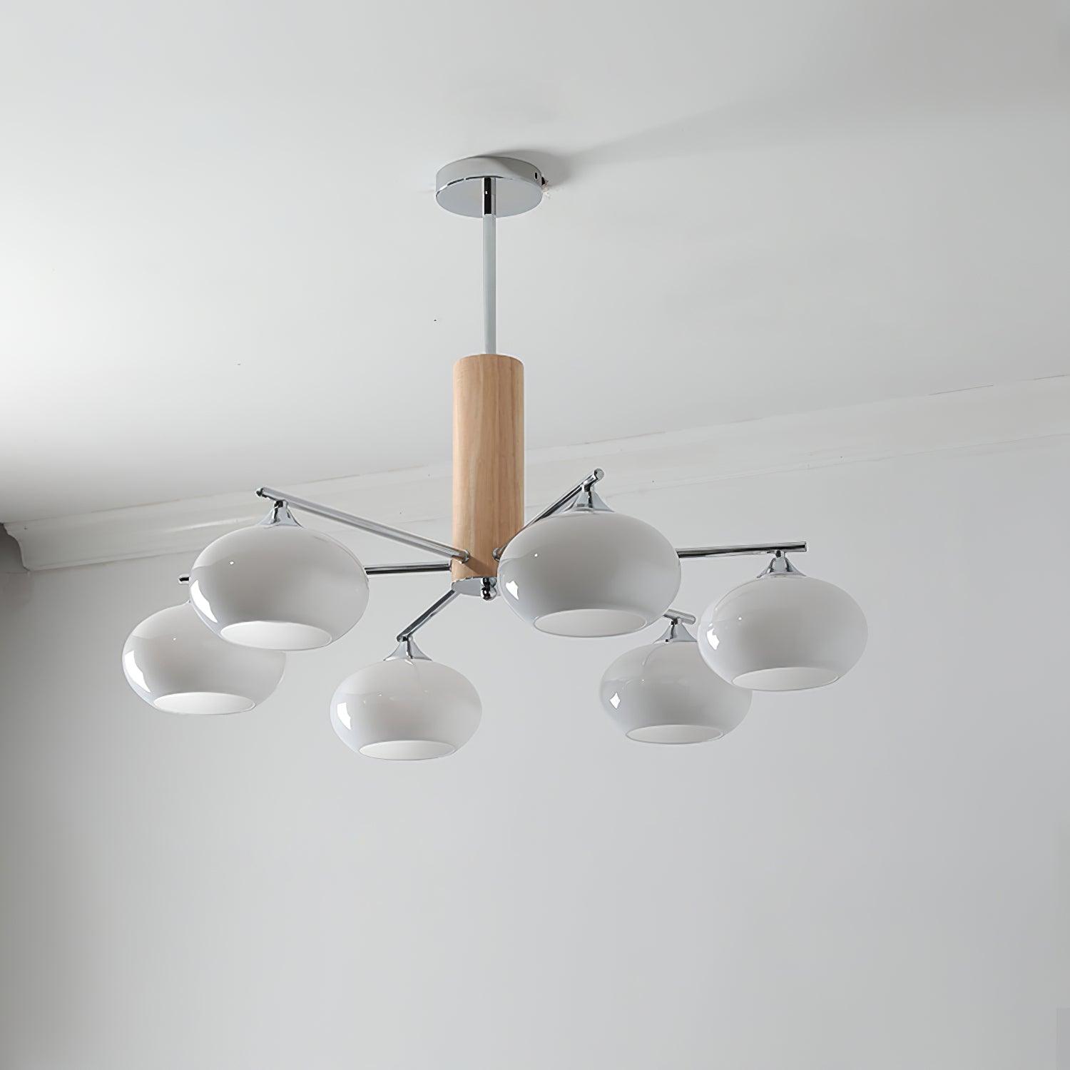 Elegant Elliptical Persimmon Chandelier - Modern Orange Glass Pendant Light for Dining Room, Living Room, or Bedroom Decor