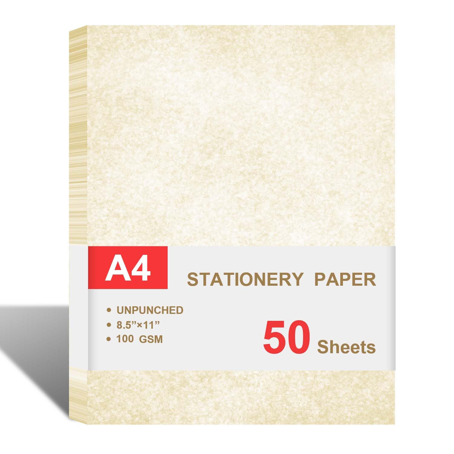 Premium Parchment Paper for Certificates - 50 Sheets Double-Sided 100gsm Diploma Paper, 8.5