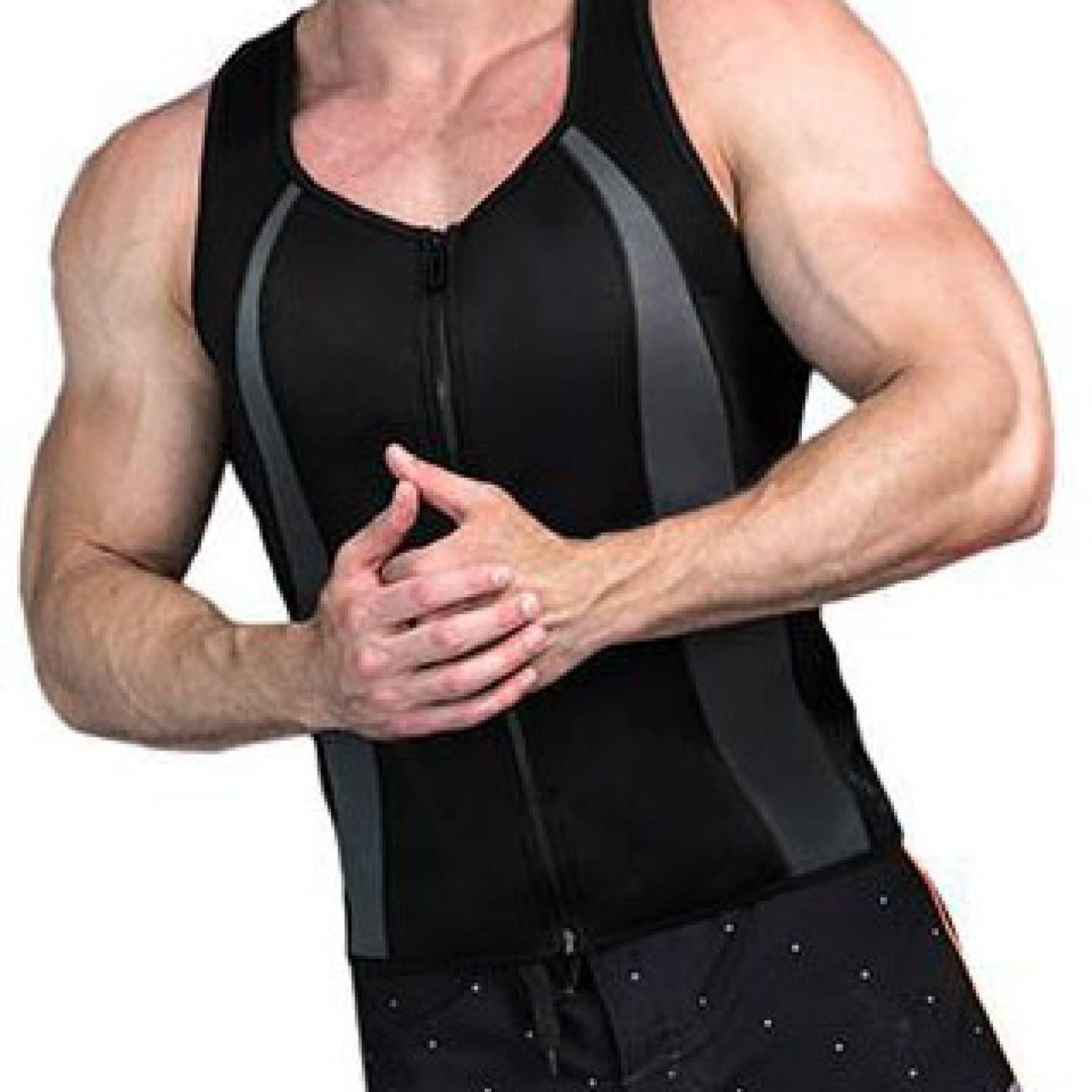 ChyJoey Sauna Vest for Men - Heat Trapping & Hi-Compression Body Shaper Shirt with Zipper Tummy Control for Weight Loss - Ideal for Workouts, Running & Post-Surgery Recovery