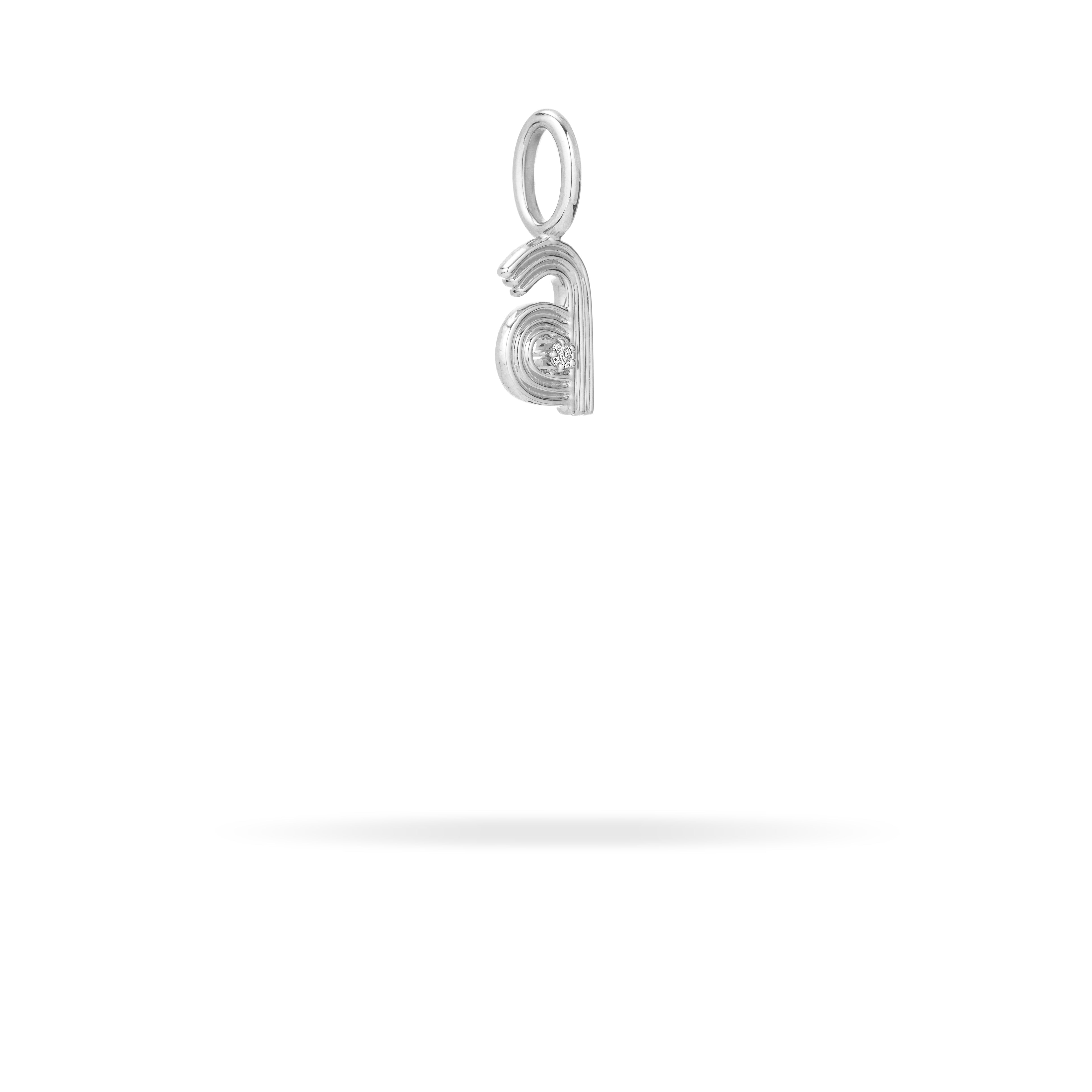 Sterling Silver Groovy Diamond Initial Mini Charm - Personalized Jewelry for Necklaces & Bracelets - Perfect for Gifts, Anniversaries & Everyday Wear