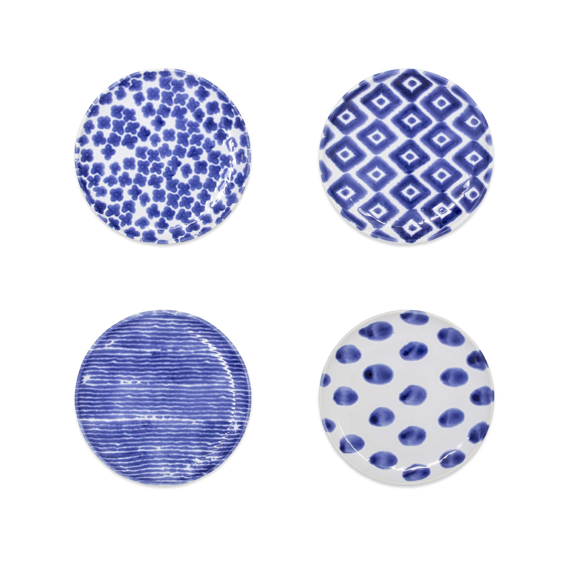 Vietri Viva Santorini Assorted Cocktail Plates, Set of 4, 6.5