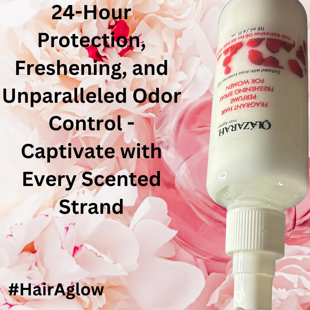 Radiant Rose Hair Perfume with Essential Oil - 24H Freshness & Odor Control - 4 Fl Oz | Perfect for Daily Use, Special Occasions & Hair Care Routine