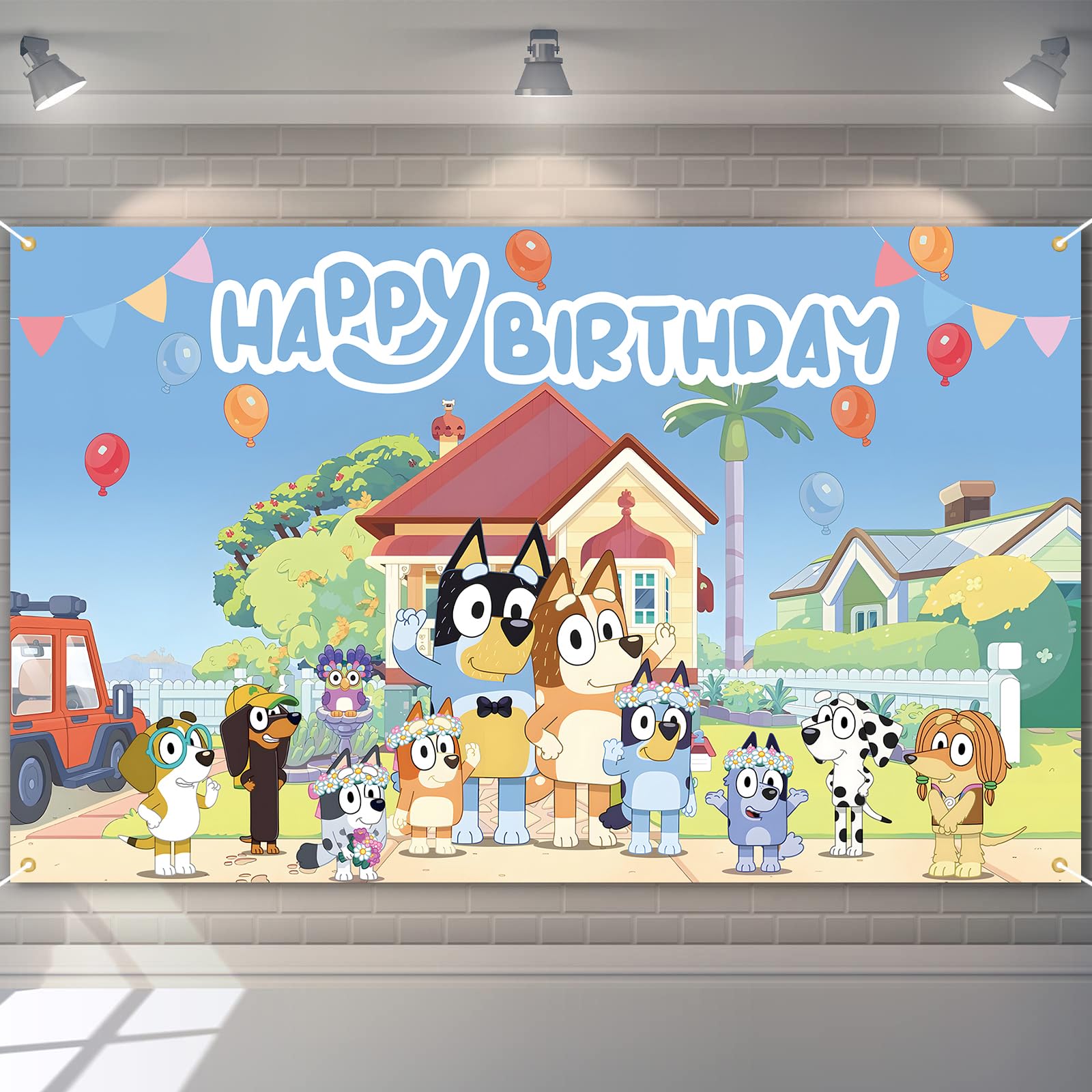 Dog Happy Birthday Banner - 185x110cm Blue Birthday Party Decorations for Kids | Reusable Boys & Girls Birthday Gift | Photography Backdrop for Birthday Celebrations & Home Decor