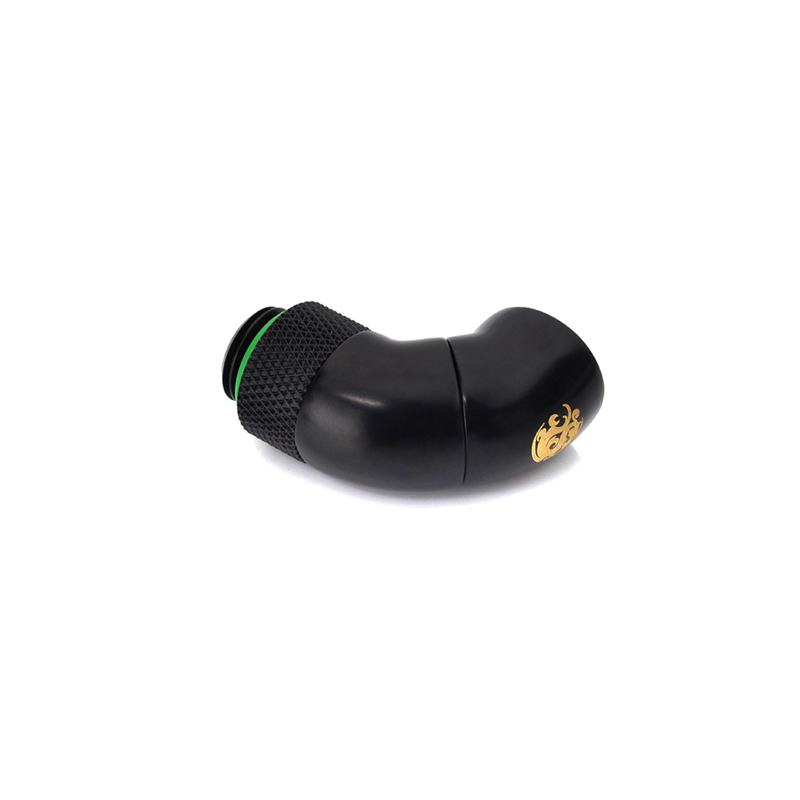 Bitspower Dual Rotary 90 Degree Extender Fitting - Matt Black - Perfect for Custom PC Water Cooling Loops and Hardline Tubing Builds