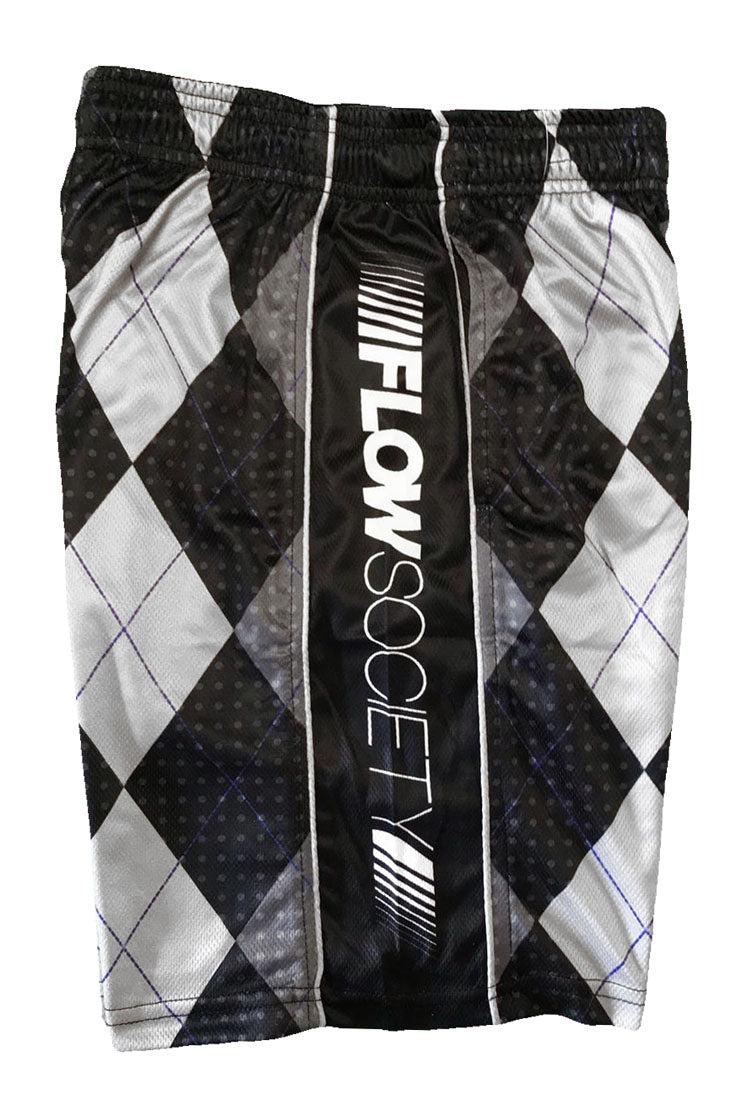 Men's Stylish Black & Silver Argyle Pattern Shorts - Comfortable & Breathable for Casual Wear, Golf, and Summer Outings