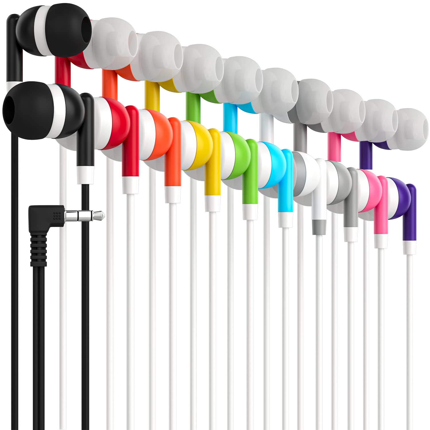 Maeline 400 Pack Bulk Earbuds with 3.5mm Headphone Plug - Wholesale Earphones Bundle in Multi Colors for School, Gym, Office & Events