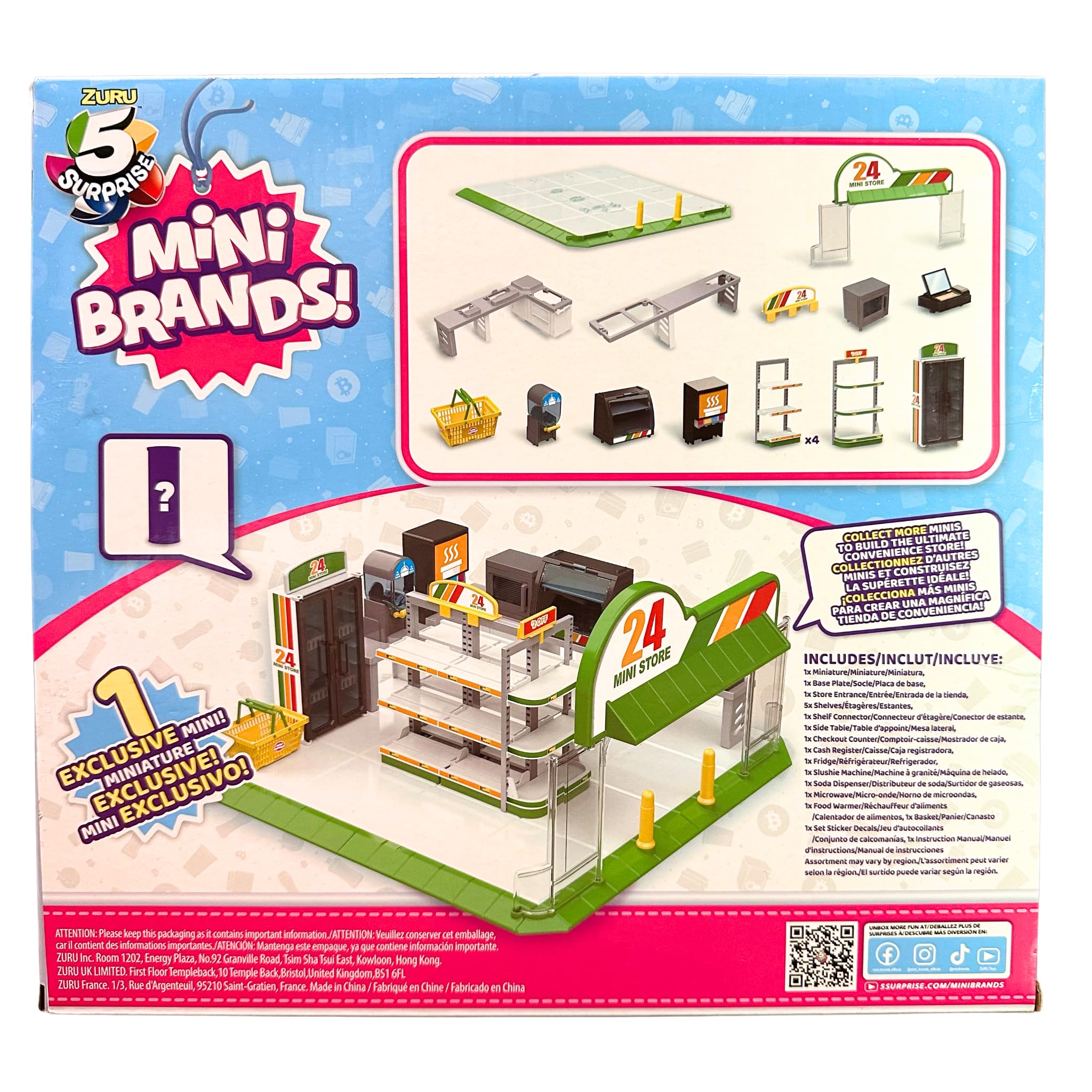Zuru Mini Brands Mini Convenience Store Series 1 Playset with 1 Exclusive Mini Toy - Collectible Miniature Food & Grocery Playset for Kids - Perfect for Pretend Play, Role Playing Games & Display Collection
