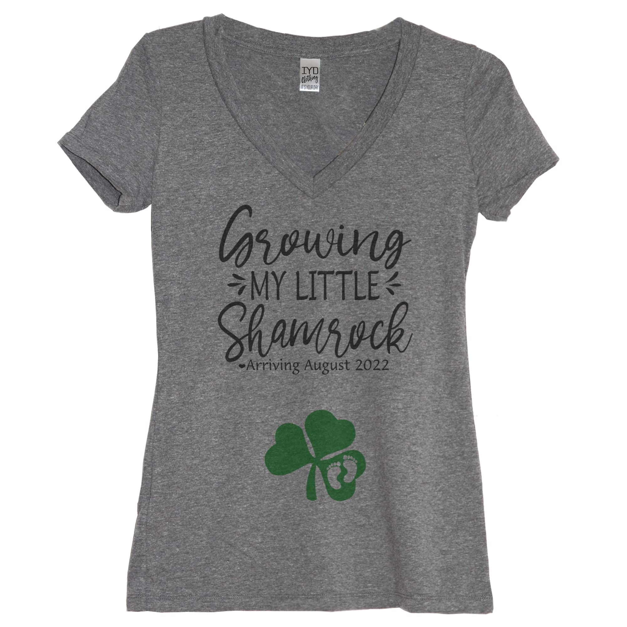 Funny Personalized 'Growing My Little Shamrock' Pregnancy Announcement T-Shirt for Expecting Moms - Cute St. Patrick's Day Maternity Tee - Perfect for Baby Reveals & Irish-Themed Gender Reveal Parties