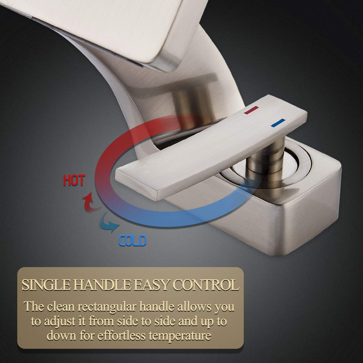 Becola Waterfall Bathroom Sink Faucet - Solid Brass Single Handle Hot and Cold Water Mixer Tap with 3/8
