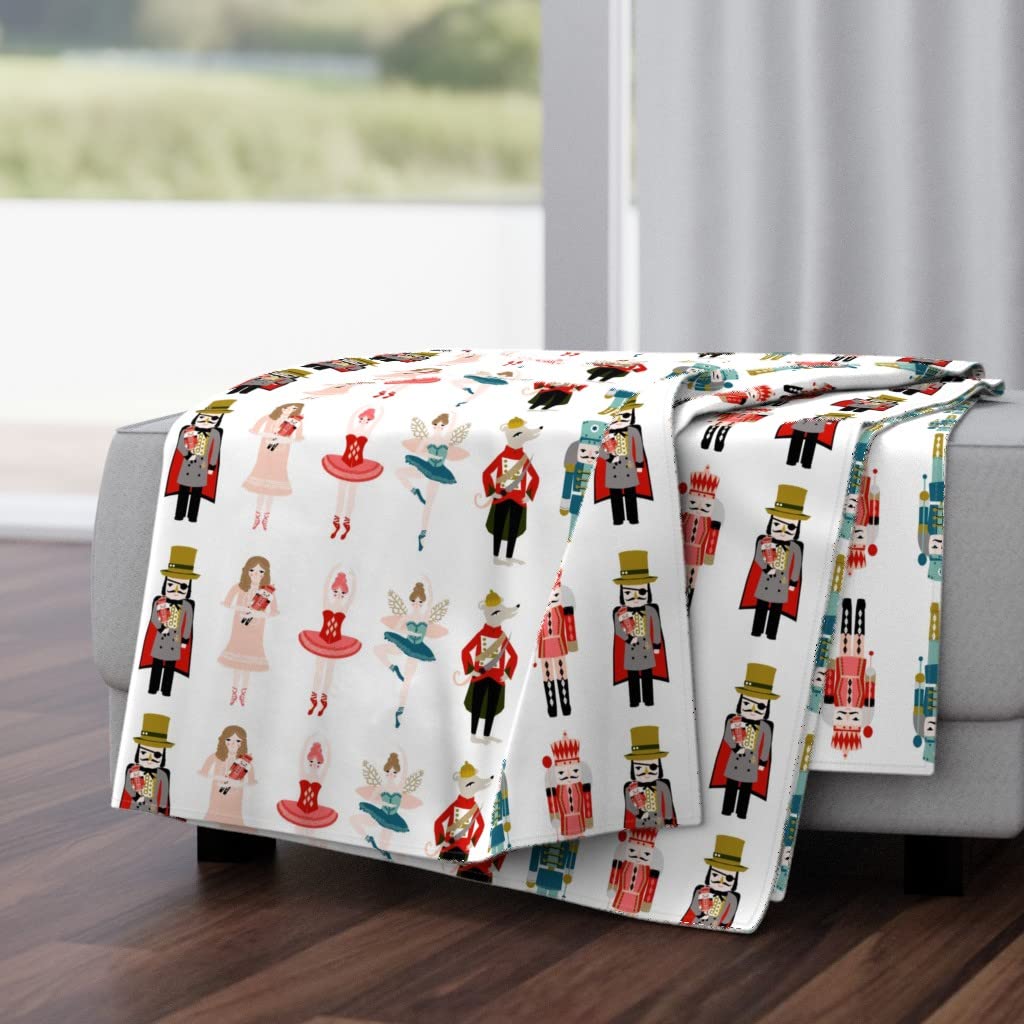 Luxe Velvet Throw Blanket 50x70 Inches - Christmas Nutcracker Ballet Ballerina Mouse Holiday Design | Soft Cozy Blanket for Sofa, Bed, Nursery Decor | Perfect Seasonal Gift for Winter & Christmas