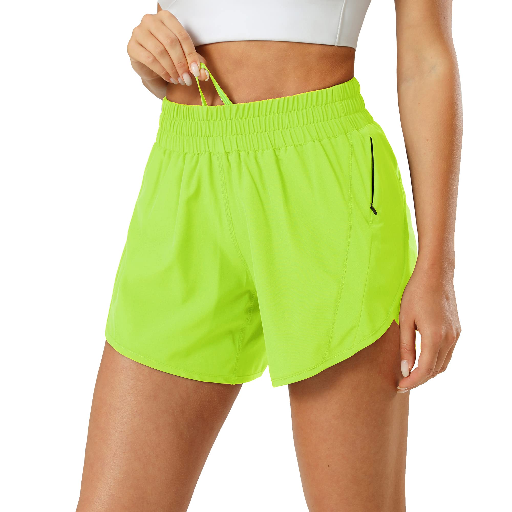 **Aurefin Women's Quick Dry Athletic Shorts - Elastic Waist Running Shorts with Zip Pocket for Workout, Jogging & Active Lifestyle**