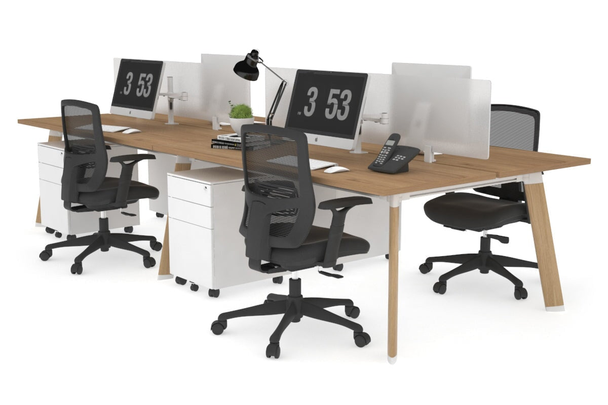 4-Person Wooden Workstation with Imprint Frame - 1400L x 700W Dimensions - Ideal for Office, Home Office & Collaborative Workspaces