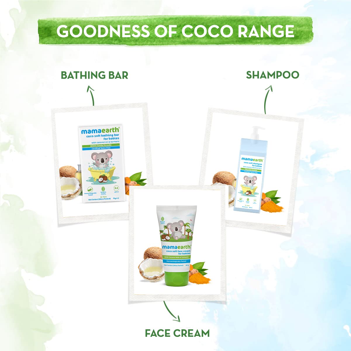 Mamaearth Coco Soft Baby Bathing Bar with Coconut Oil & Turmeric - pH 5.5 Gentle Soap for Newborns & Infants (Pack of 2 x 75g) - Perfect for Sensitive Skin & Daily Bath Time