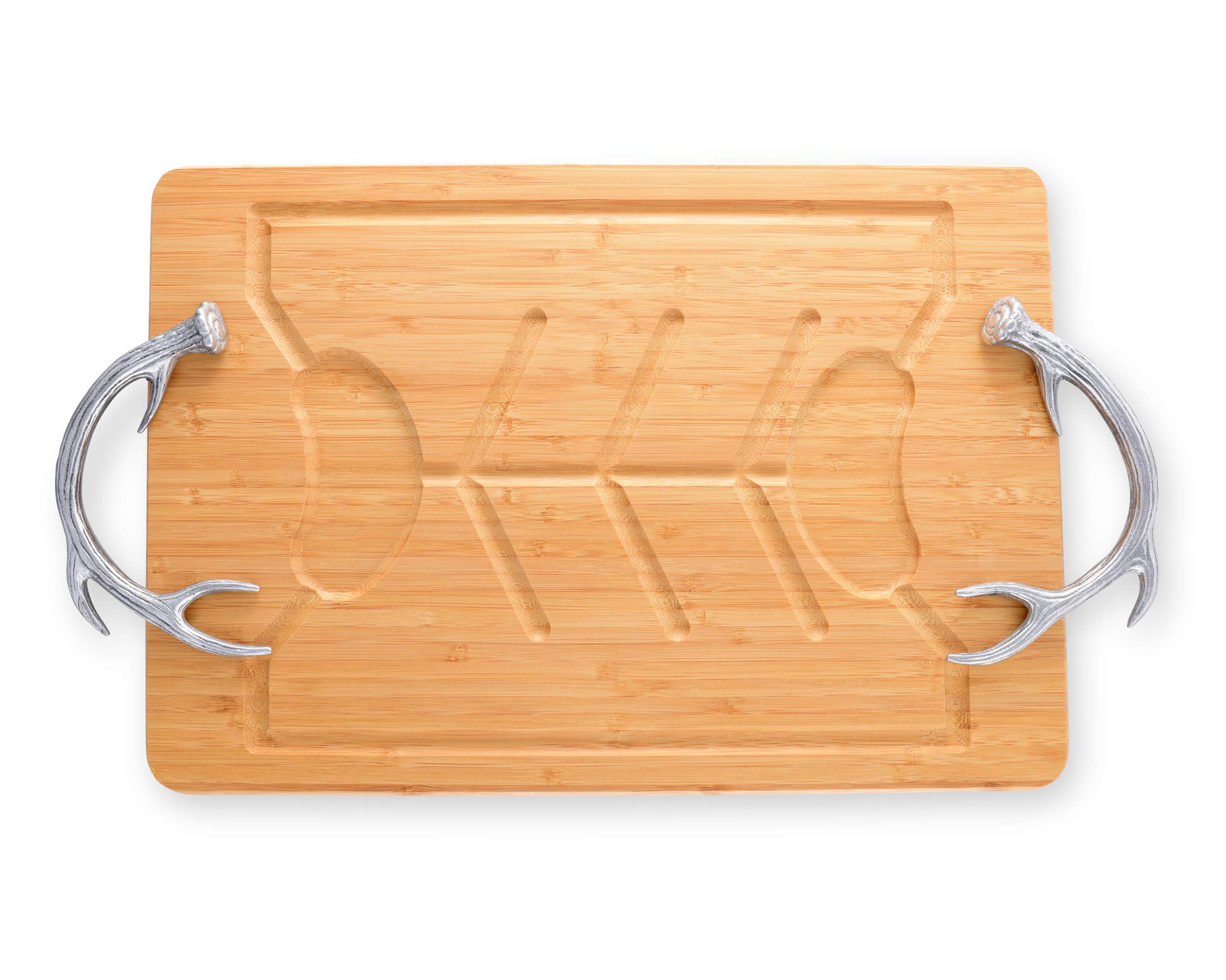 Premium Aluminum & Wood Cheese Board with Antler Handle - 23.5