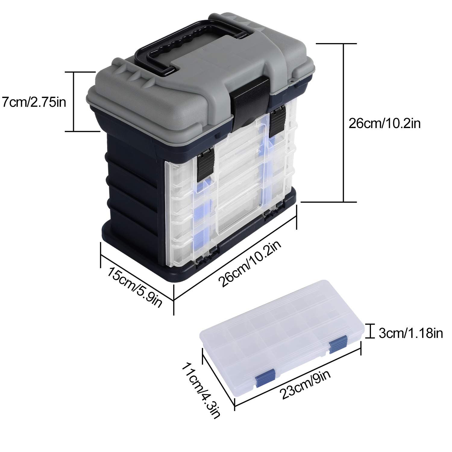 KINJOEK 4-Layer Portable Fishing Tackle Box Kit - Waterproof Fishing Accessory Storage Case for Freshwater & Saltwater Fishing - Perfect for Bass, Trout, and Saltwater Anglers