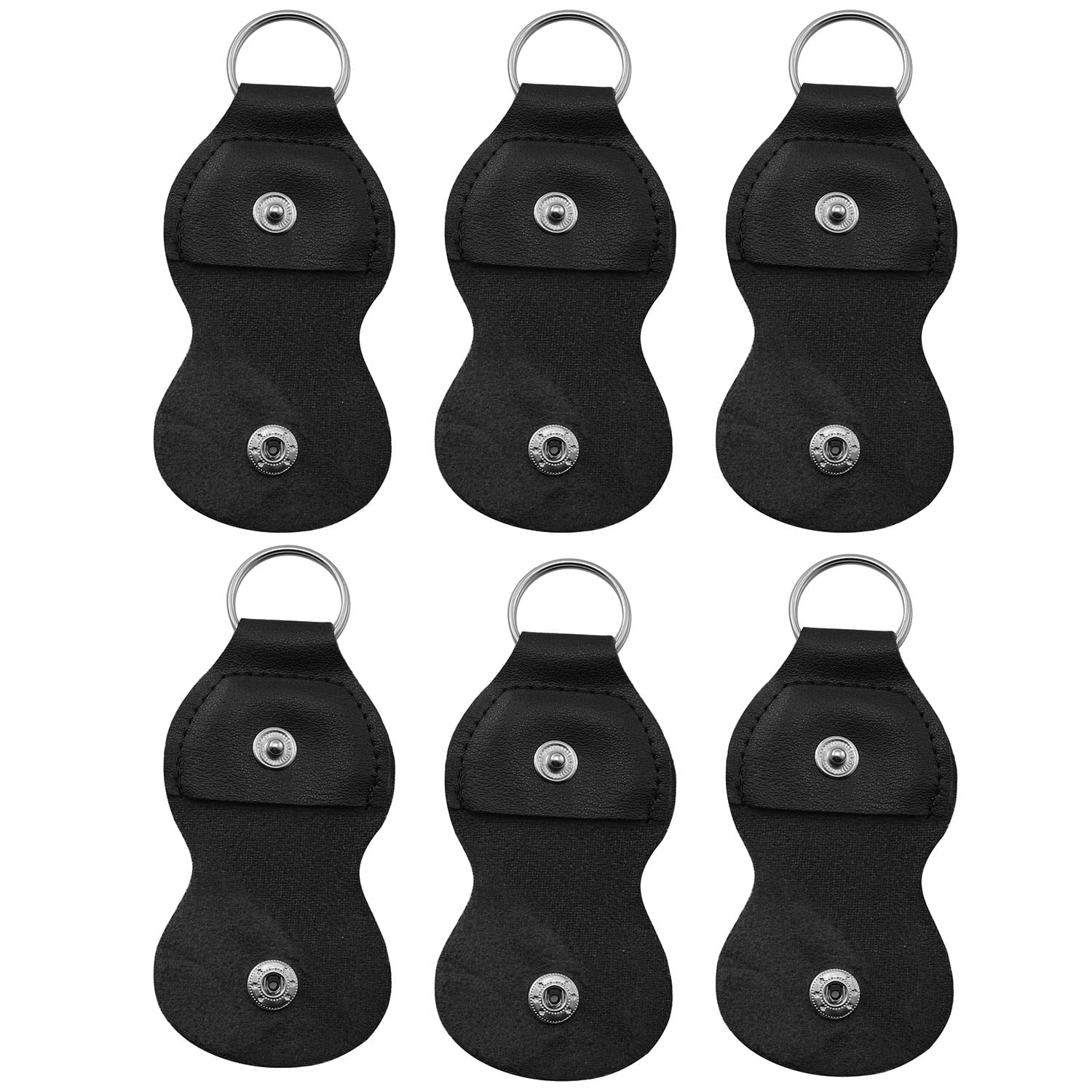 6-Piece Leather Guitar Picks Holder Case with Keychain - Black Plectrum Buckle for Guitar Accessories - Perfect for Musicians, Guitarists & Travel Use