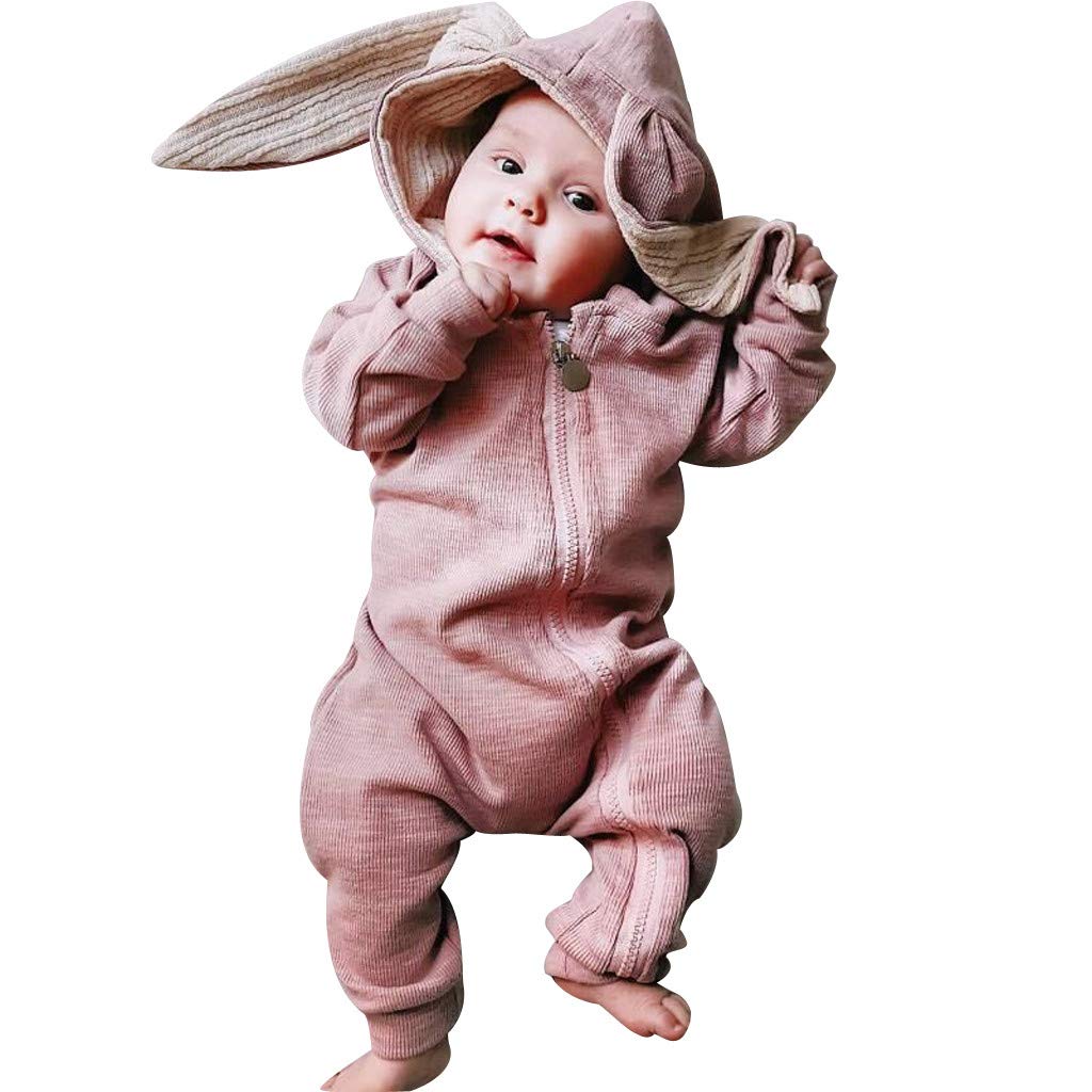 Soft Cotton Baby Jumpsuit with Hood & Bunny Ears - Spring Outfit for Boys & Girls | Perfect for Playdates, Photo Shoots & Everyday Wear