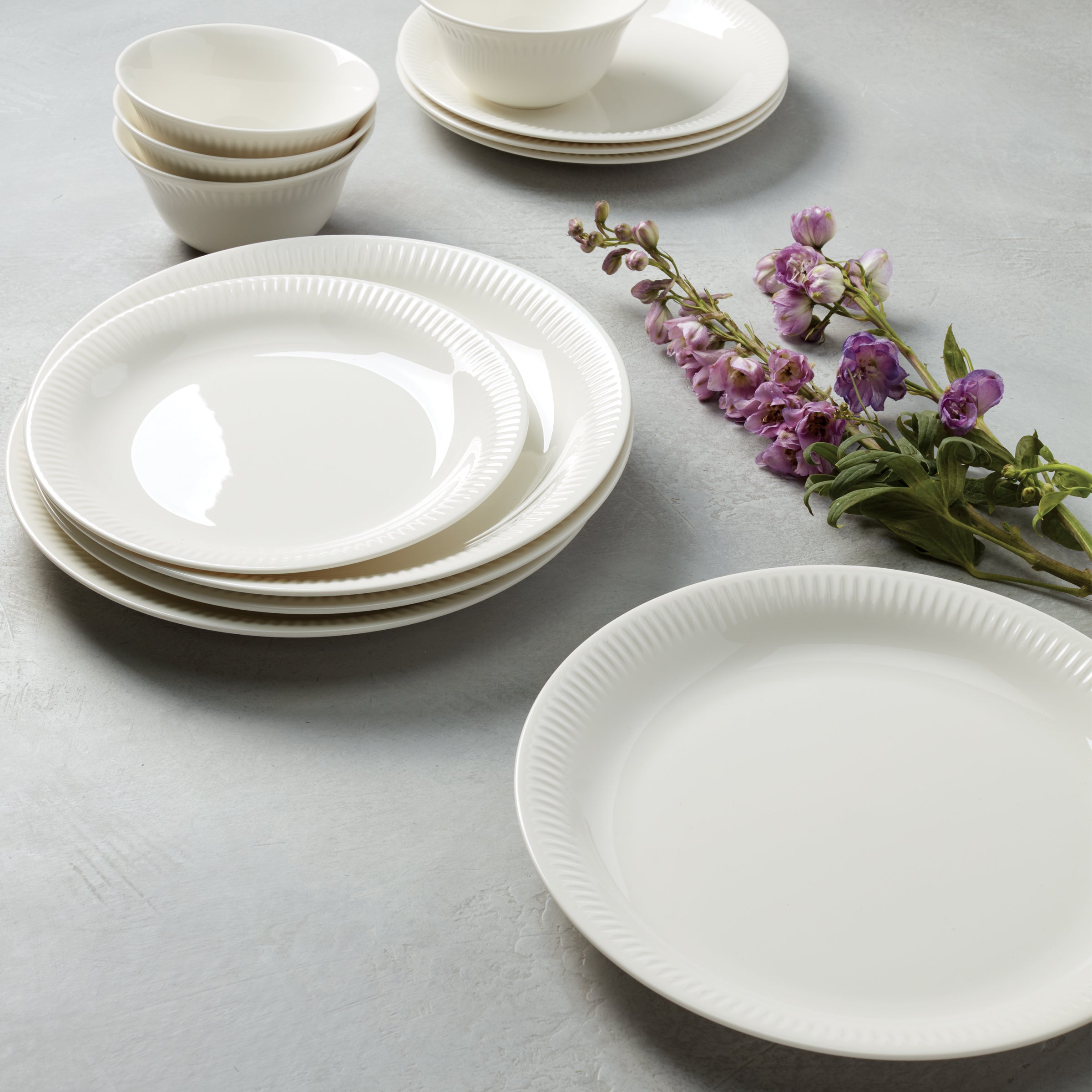 Elegant White Accent Plates Set of 4 - Modern Dinnerware for Fine Dining, Wedding Registry & Home Decor