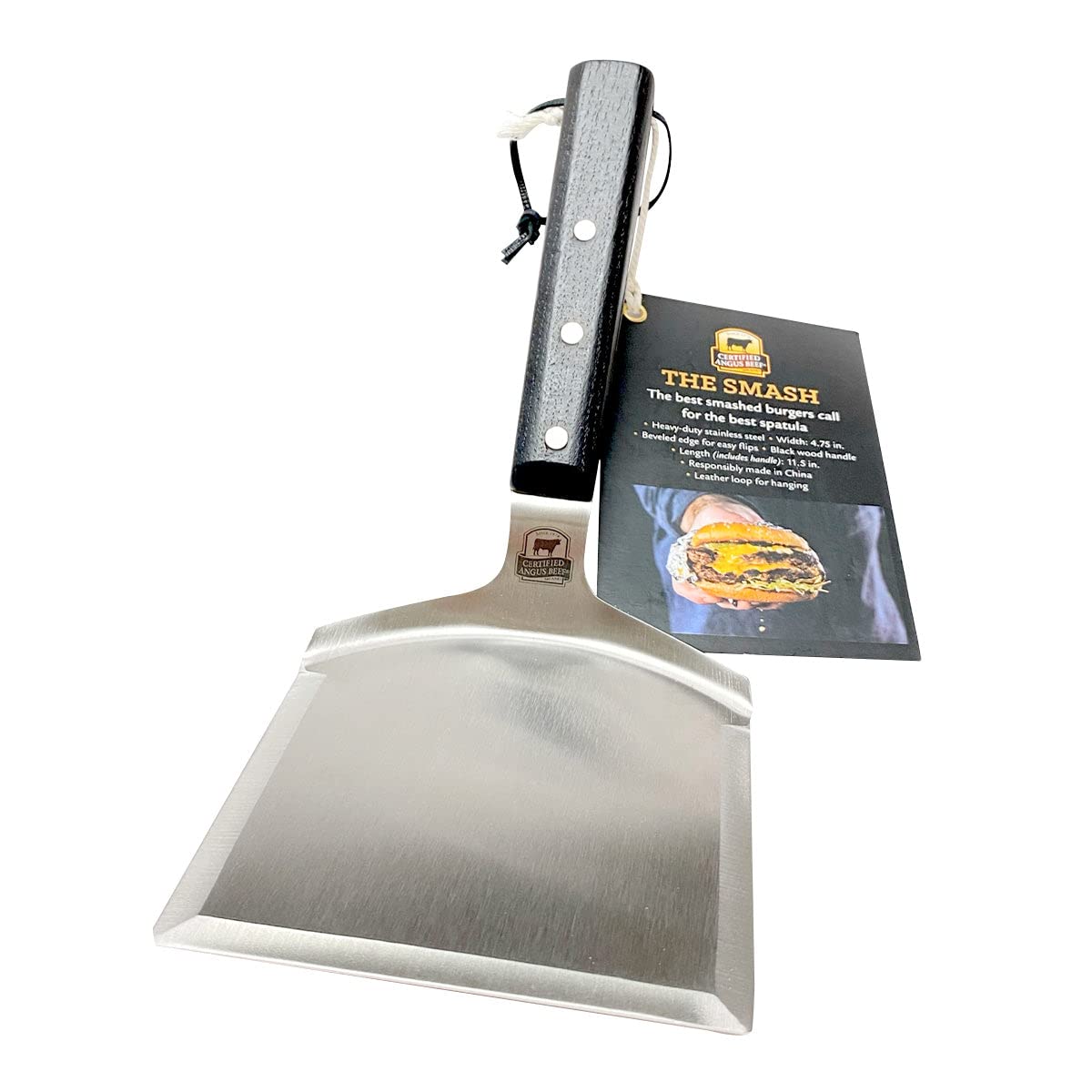 Certified Angus Beef The Smash - Heavy Duty Stainless Steel Burger Smasher Tool for Perfect Griddle & Grill Burgers - Ideal for BBQ, Backyard Cookouts & Commercial Kitchen Use