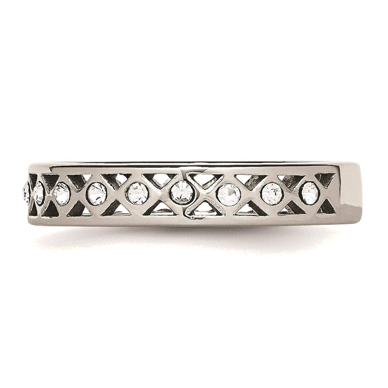 Bonyak Stainless Steel Crystal Band Ring for Women - 4.50mm Polished Wedding Engagement Ring, Size 8 - Perfect for Anniversary, Valentine's Day & Special Occasion Gifts