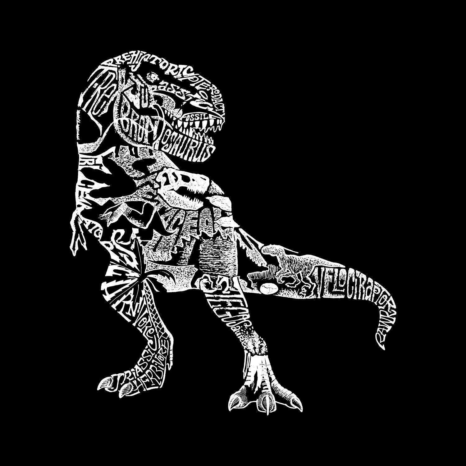 LA POP ART Boys' Dinosaur Word Art Long Sleeve T-Shirt - Cool Graphic Tee for Kids, School & Playtime