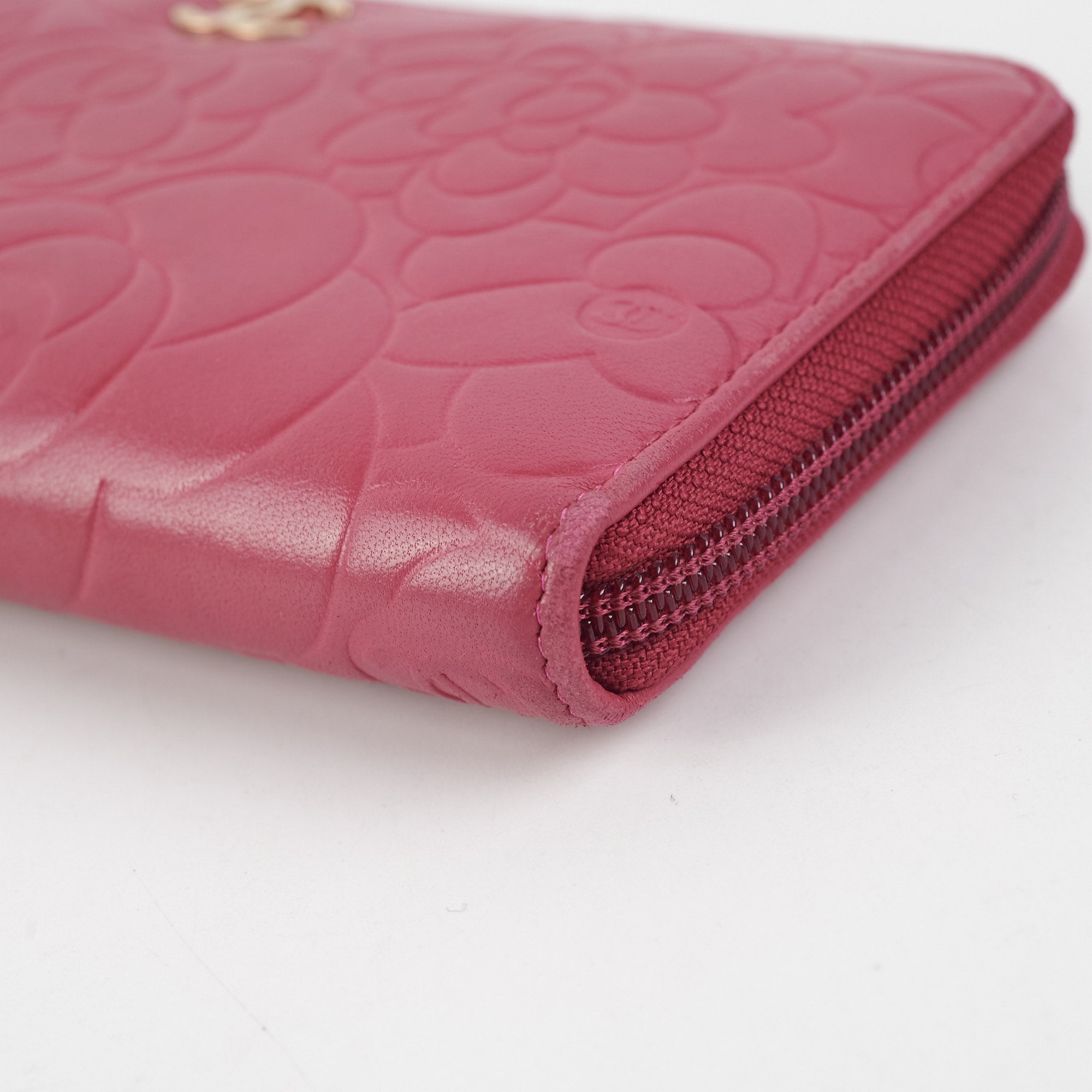 Chanel Long Zip Camelia Dark Pink Wallet - Luxury Designer Womens Wallet for Everyday Use & Special Occasions
