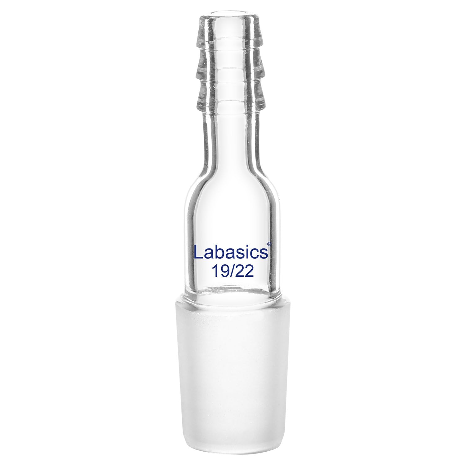 Labasics 19/22 Male Glass Joint Straight Inlet Adapter with 8mm Hose Connection - Scientific Lab Glassware for Distillation, Chemistry Experiments & Laboratory Setups
