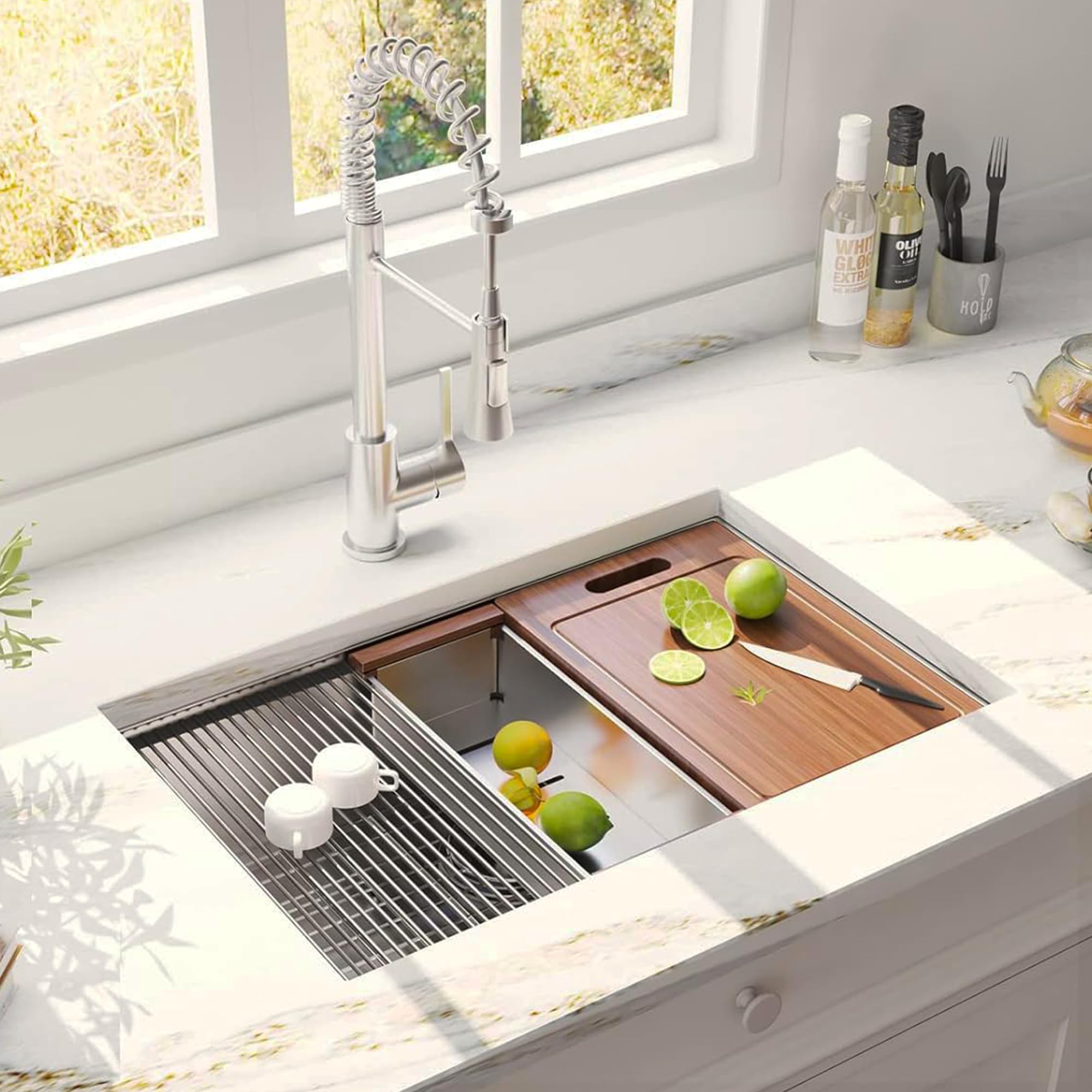 30 Inch Undermount Kitchen Sink - ALWEN Stainless Steel Single Bowl Workstation Sink with R10 Tight Radius & Accessories | Modern Kitchen Upgrade for Cooking & Dishwashing