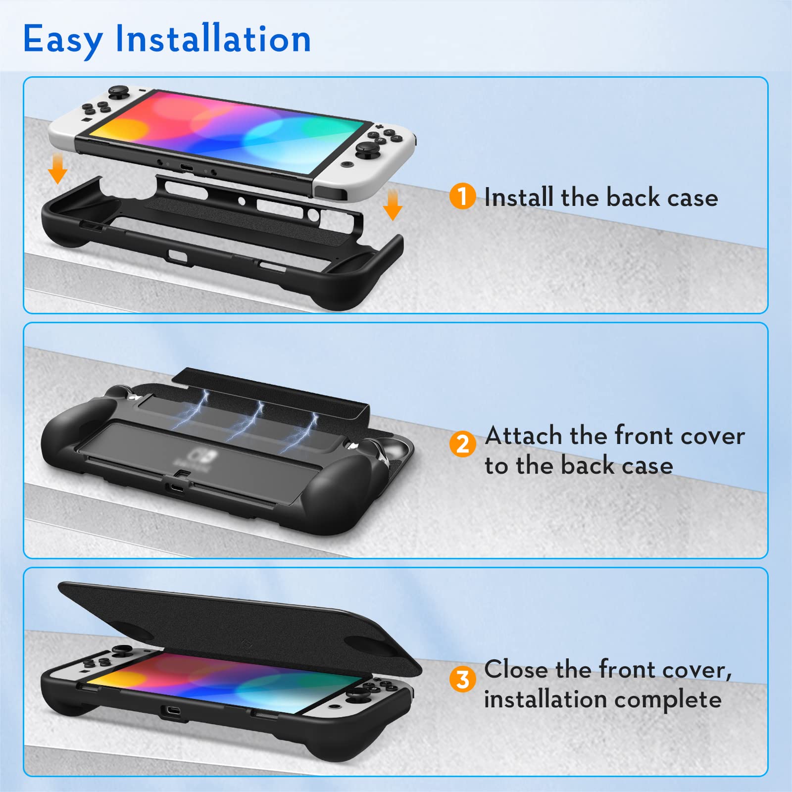 Fintie Flip Case for Nintendo Switch OLED Model 2021 - Slim Protective Soft TPU Shell with Magnetically Detachable Front Cover & Ergonomic Grip | Screen Safe Design | Perfect for Travel, Gaming at Home, and On-the-Go Protection