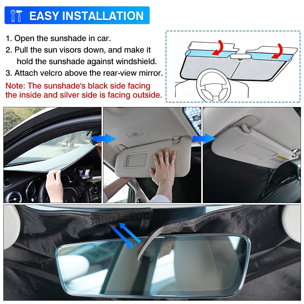 Custom Fit 2016-2022 Honda HR-V Windshield Sun Shade - Foldable Reflective Polyester Sun Visor Cover for Heat & UV Protection | Car Accessories for Summer & Parking