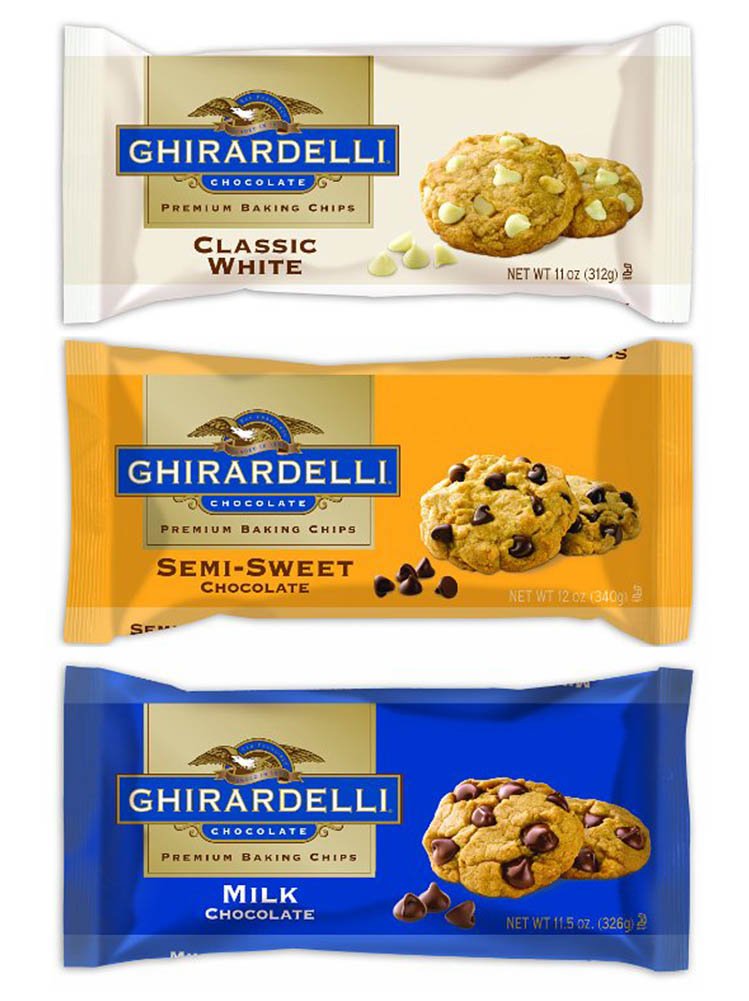 Ghirardelli Premium Baking Chocolate Chips Bundle - Semi-Sweet, Milk & White Chocolate Baking Chips (3-Pack) | Perfect for Cookies, Brownies & Dessert Recipes
