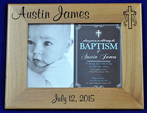 Custom Baptism Picture Frame - Personalized First Communion & Confirmation Gift for Parents, Godmother & Godfather | Religious Keepsake for Christening Ceremony & Baby Blessing | Perfect for Wall Display & Family Memories