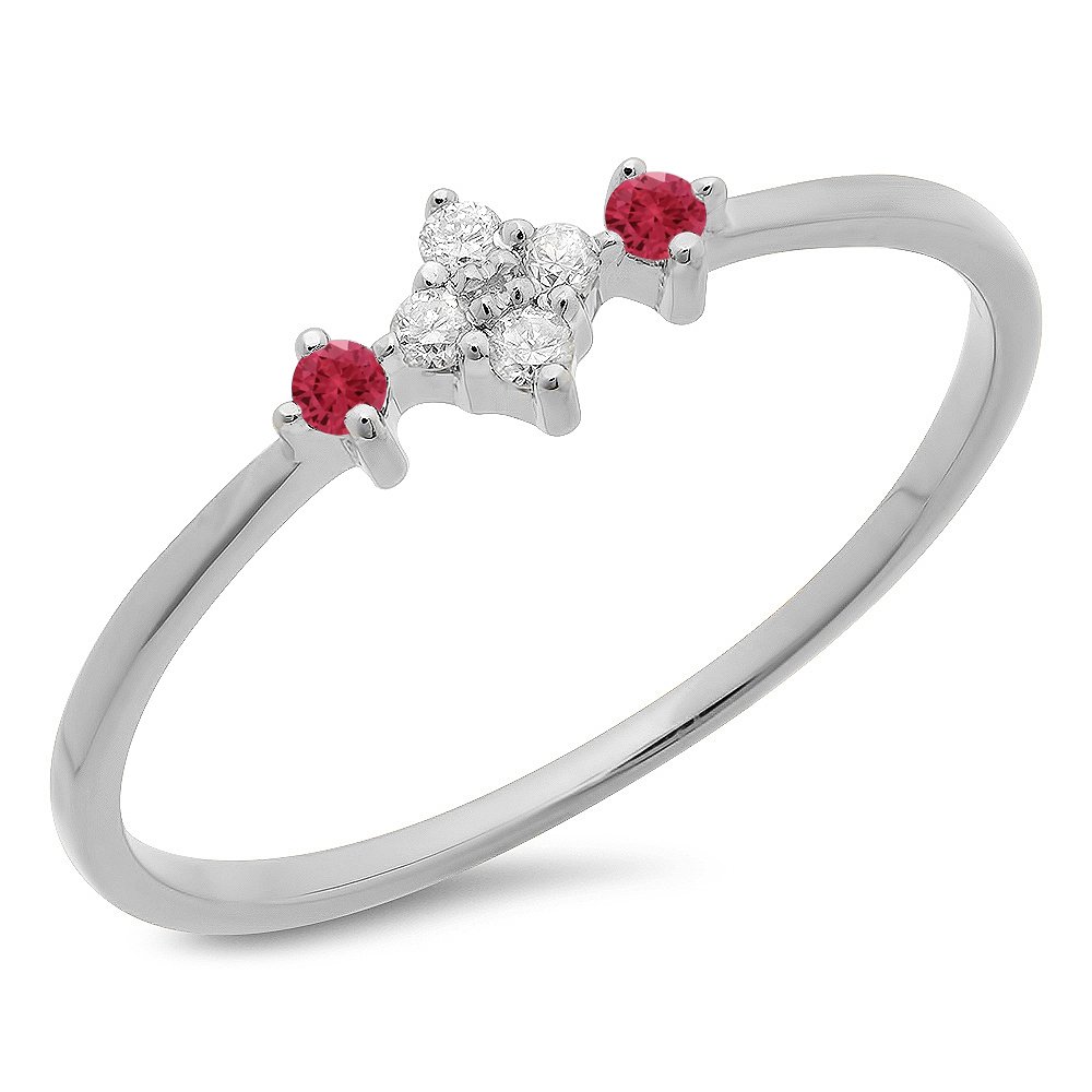 10K Solid Gold Round Cut Ruby & White Diamond Bridal Engagement Promise Ring - Dazzlingrock Collection | Perfect for Proposals, Anniversaries & Special Occasions