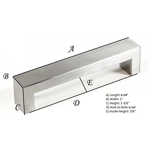 Stainless Steel Cabinet Handles 6-3/4 Inch Bar Pulls - Pack of 10 - Modern Brick Design for Kitchen Cabinets, Drawers & Furniture Hardware (10-Piece Set)