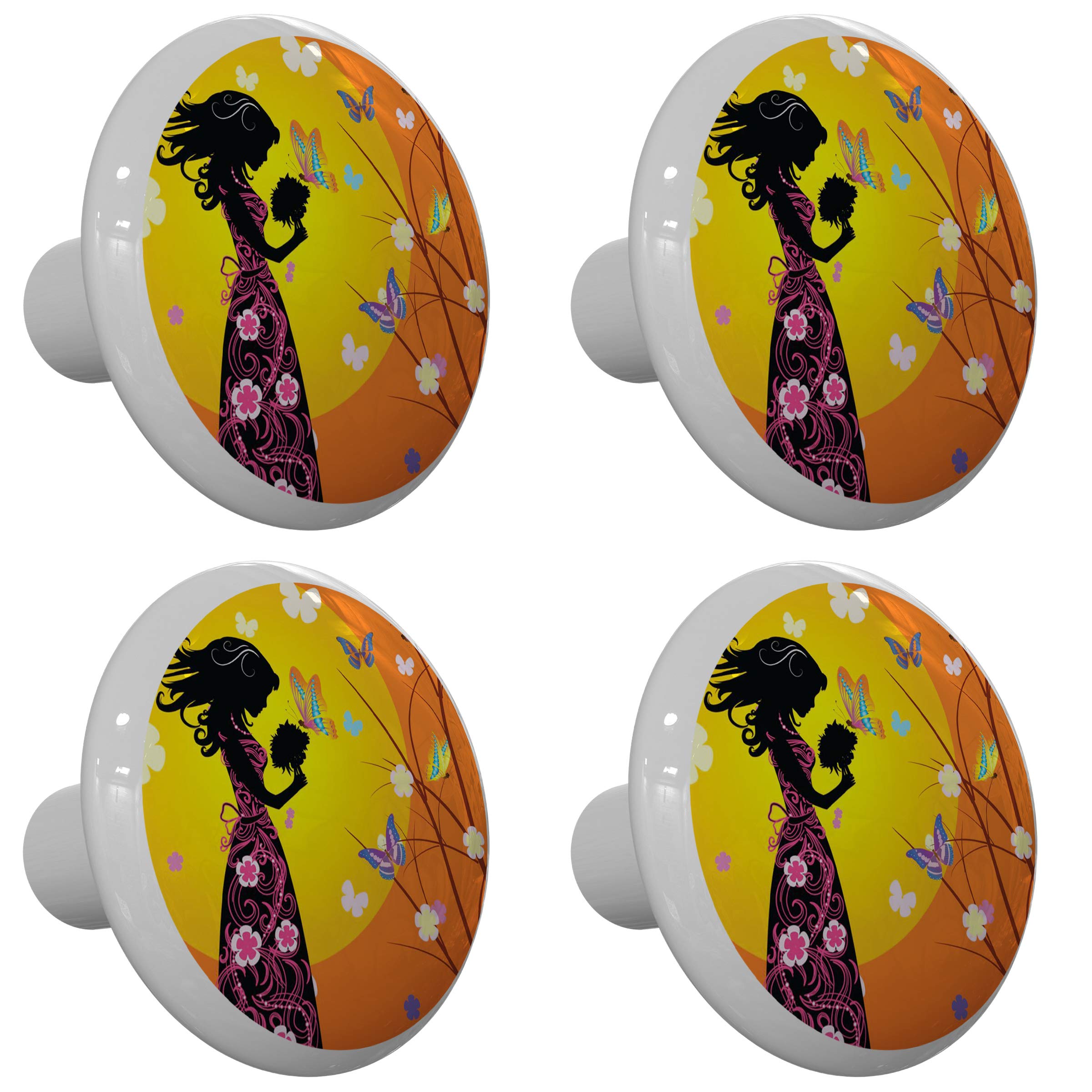 Set of 4 Butterfly-Themed Fantasy Drawer Knobs for Girls - Whimsical Cabinet Hardware for Bedroom, Nursery & DIY Furniture Projects