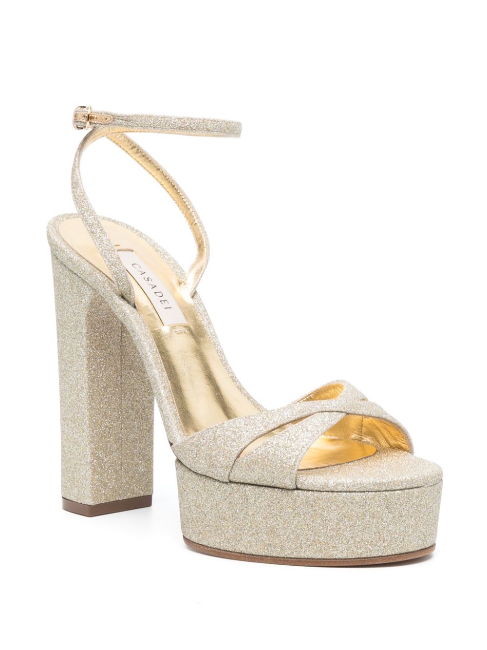Casadei Golden Sandals for Women - Elegant High Heel Open Toe Summer Shoes - Perfect for Weddings, Parties & Evening Events