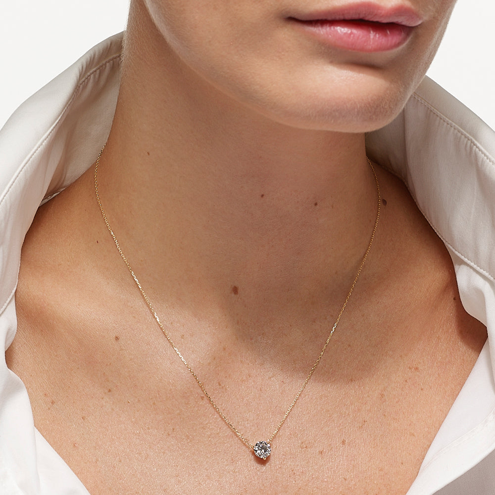 1.0ct Lab Grown Diamond Round Pendant Necklace in 10k Gold - Perfect for Weddings, Anniversaries & Special Occasions
