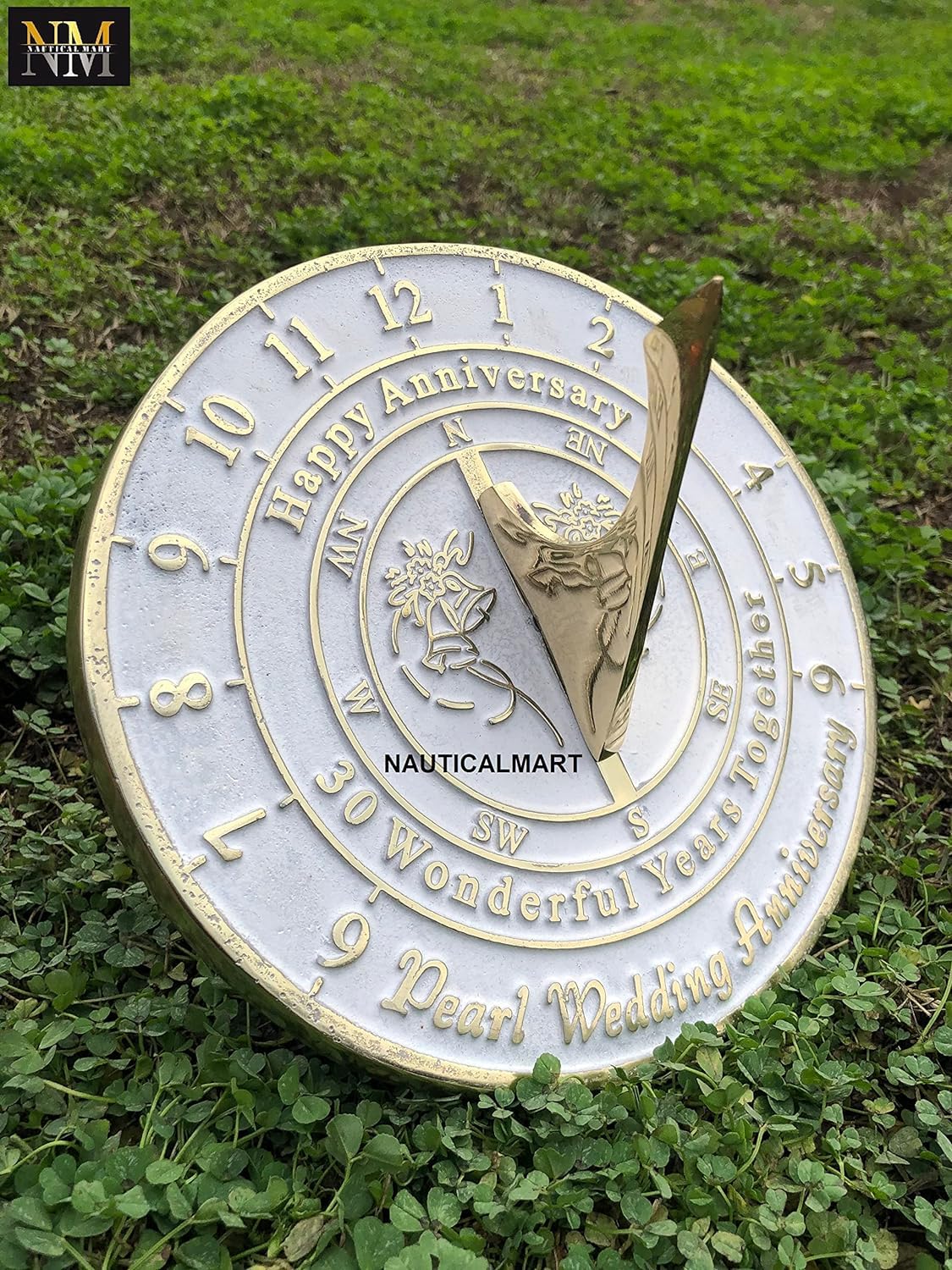 30th Pearl Wedding Anniversary Sundial Gift - Unique Present for Couples, Him or Her - Celebrate 30 Years of Marriage - Perfect for Beach Weddings, Romantic Getaways & Anniversary Parties