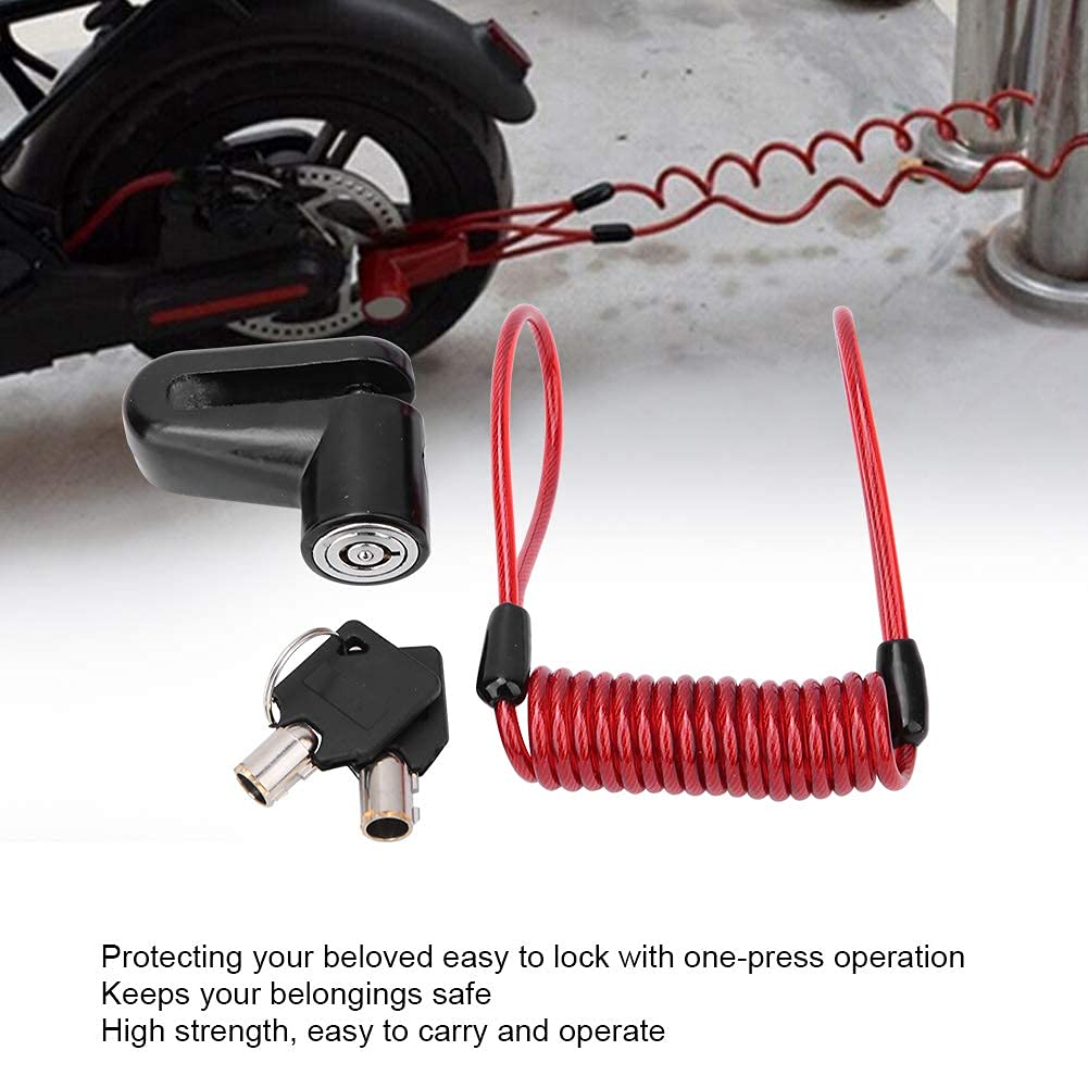 **Keenso Anti-Theft Scooter Disc Brake Lock with Reminder Cable - Black, Compatible with M365 Electric Scooter - Secure Parking for Commuting & Urban Travel**