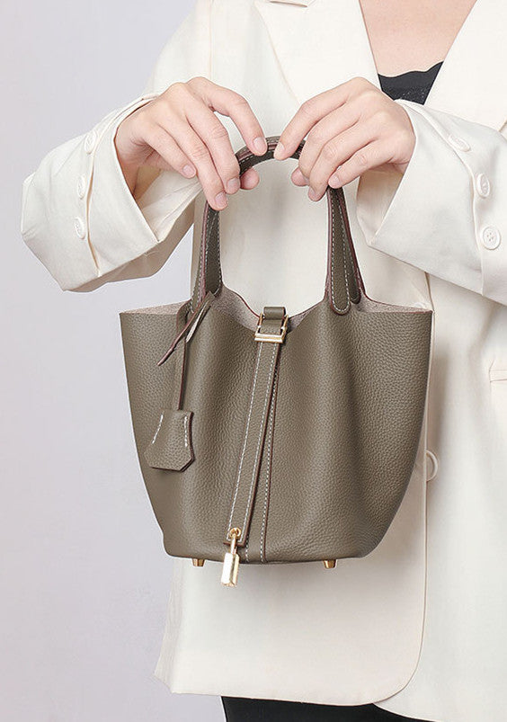 Stylish Genuine Leather Bucket Bag for Women - Trendy Crossbody Shoulder Handbag - Perfect for Work, Travel & Everyday Use
