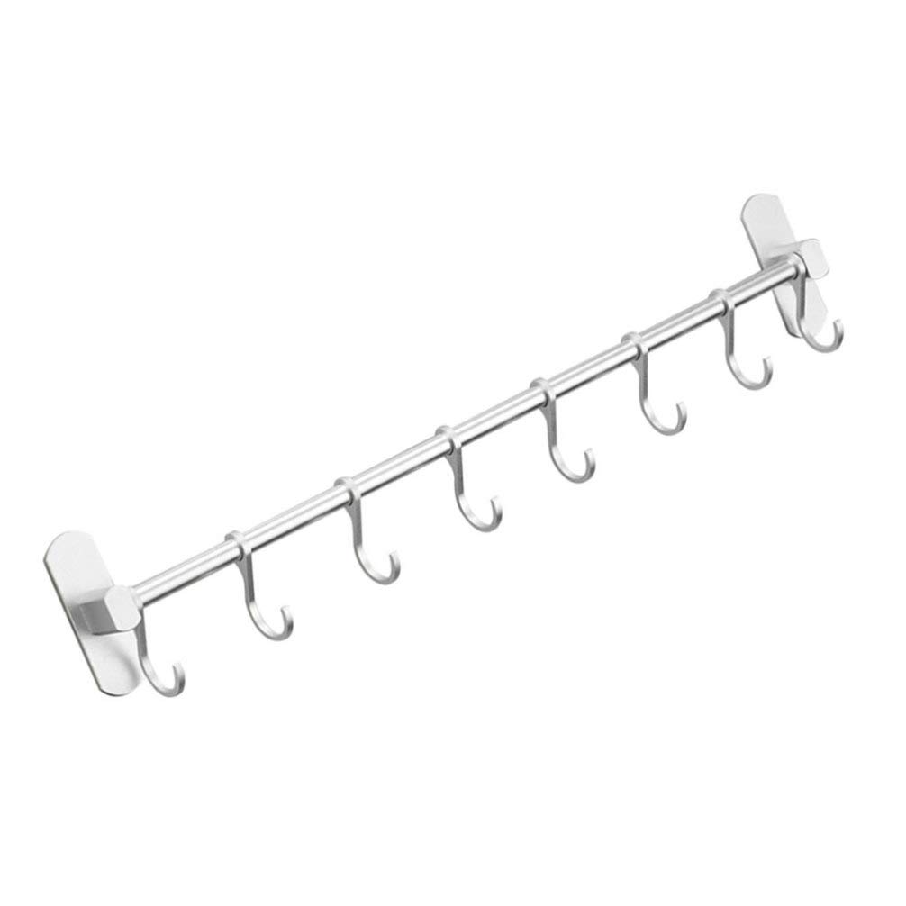 Modern Wall Mounted Kitchen Utensil Rack - Adjustable Hanging Storage Organizer with Hooks for Spoons, Ladles & Cooking Tools (Silver) - Perfect for Small Kitchens, RVs & Apartment Cooking Spaces