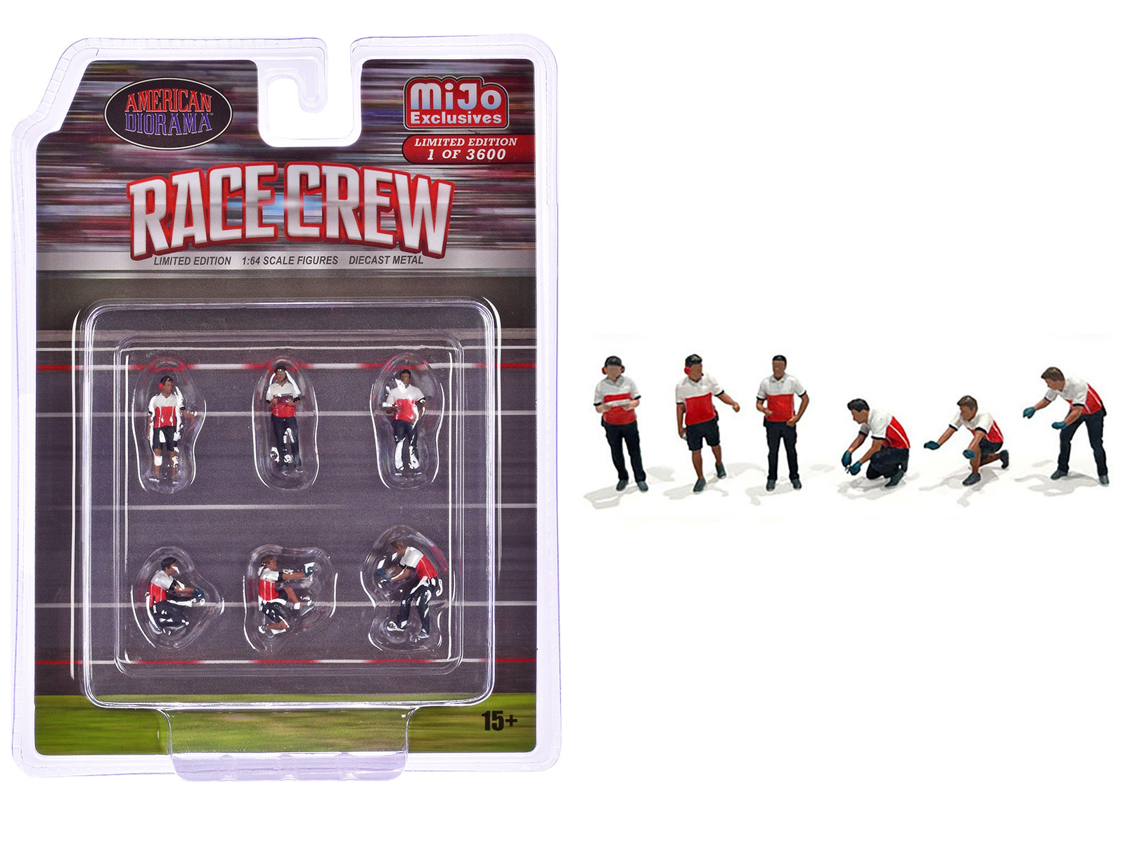 1/64 Scale American Diorama Race Crew 6-Piece Diecast Figure Set - Limited Edition of 3600 Worldwide - Perfect for Model Car Displays & Racing Dioramas