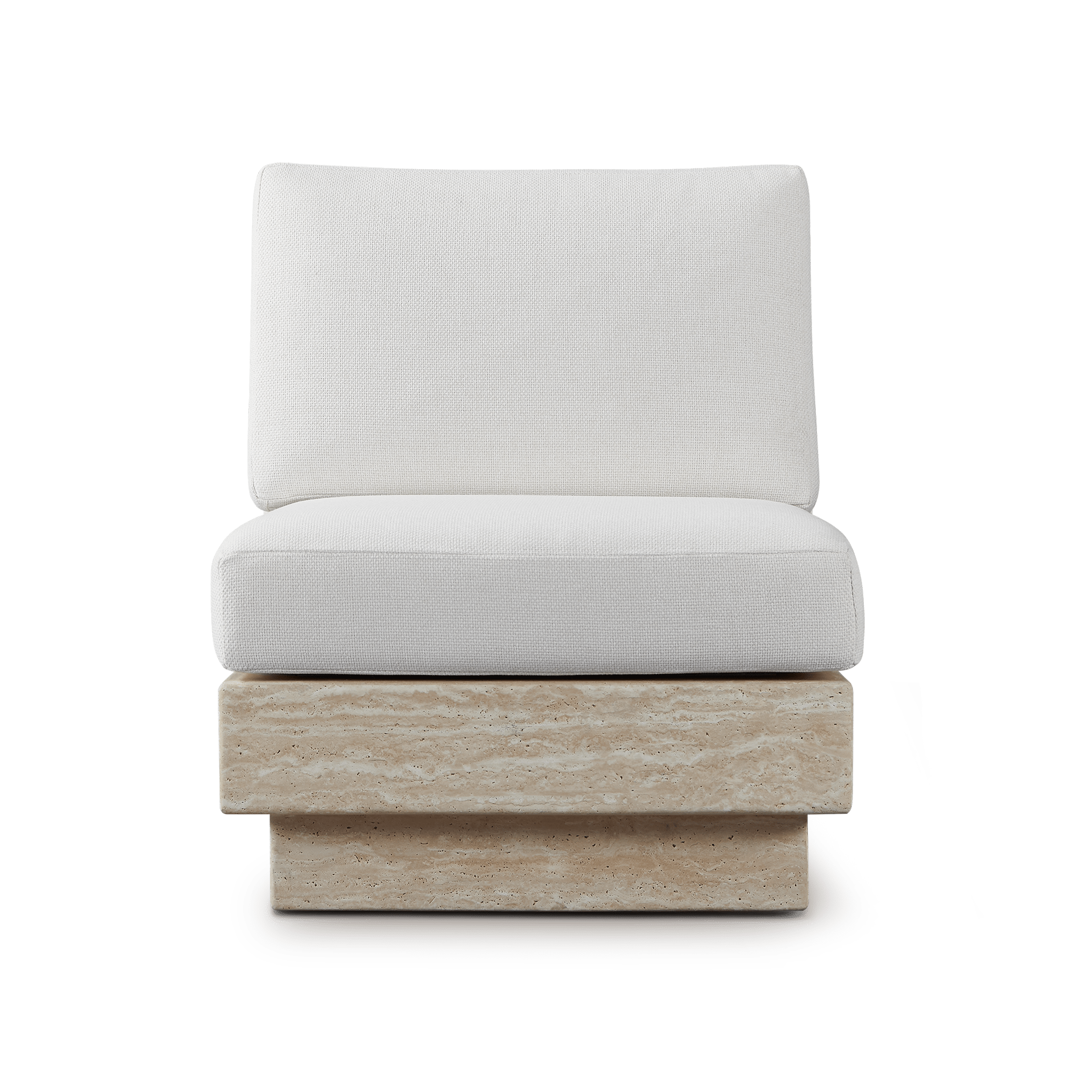 Tulum Travertine Armless Lounge Chair - Modern Outdoor Patio Furniture for Poolside, Garden, and Relaxation