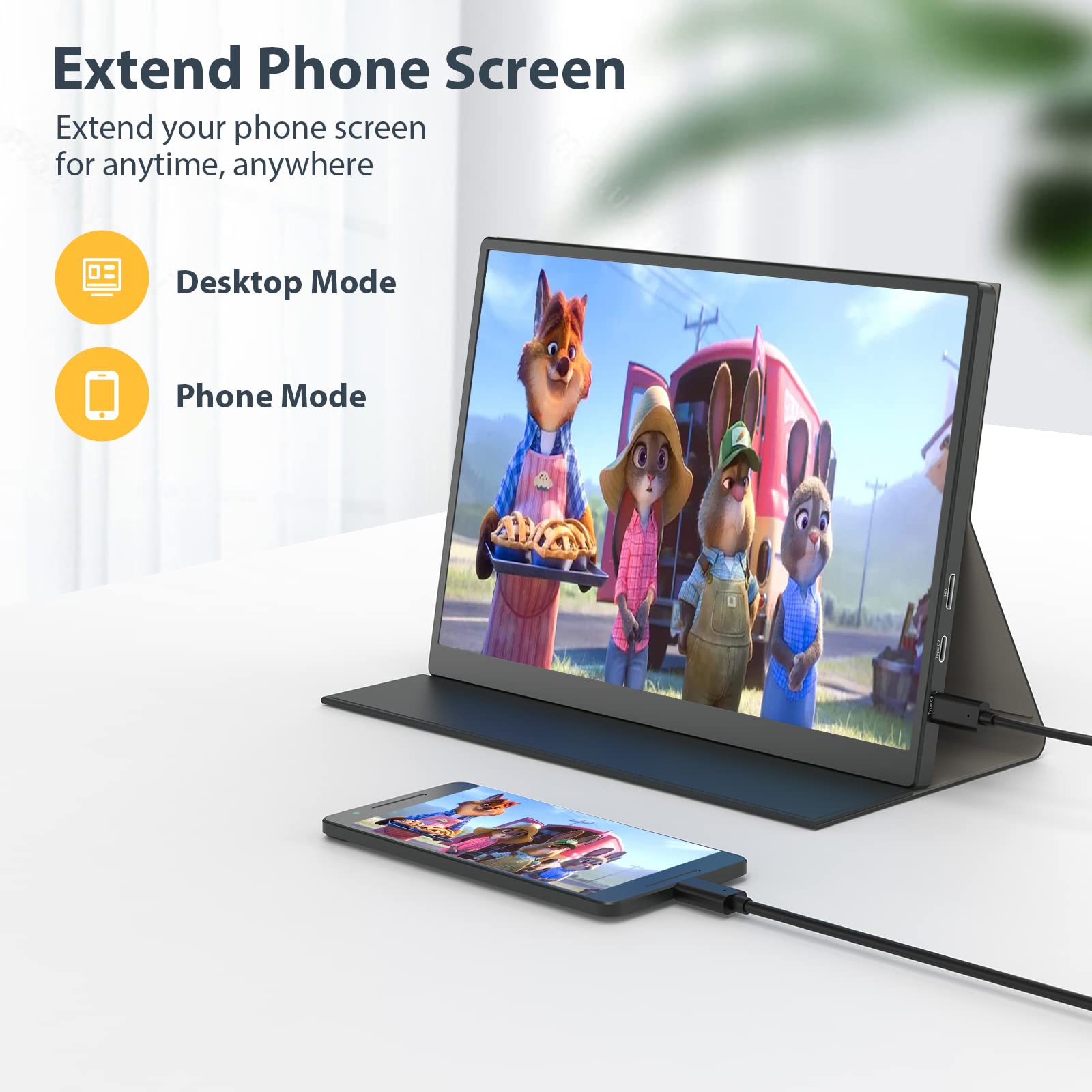10.5 Inch Portable Monitor - FHD 1920x1280 IPS Display, 100% sRGB, Ultra-Slim USB C HDMI External Screen for Laptop, PC, Phone, Xbox, PS4 Gaming | Perfect for Travel, Work & Entertainment