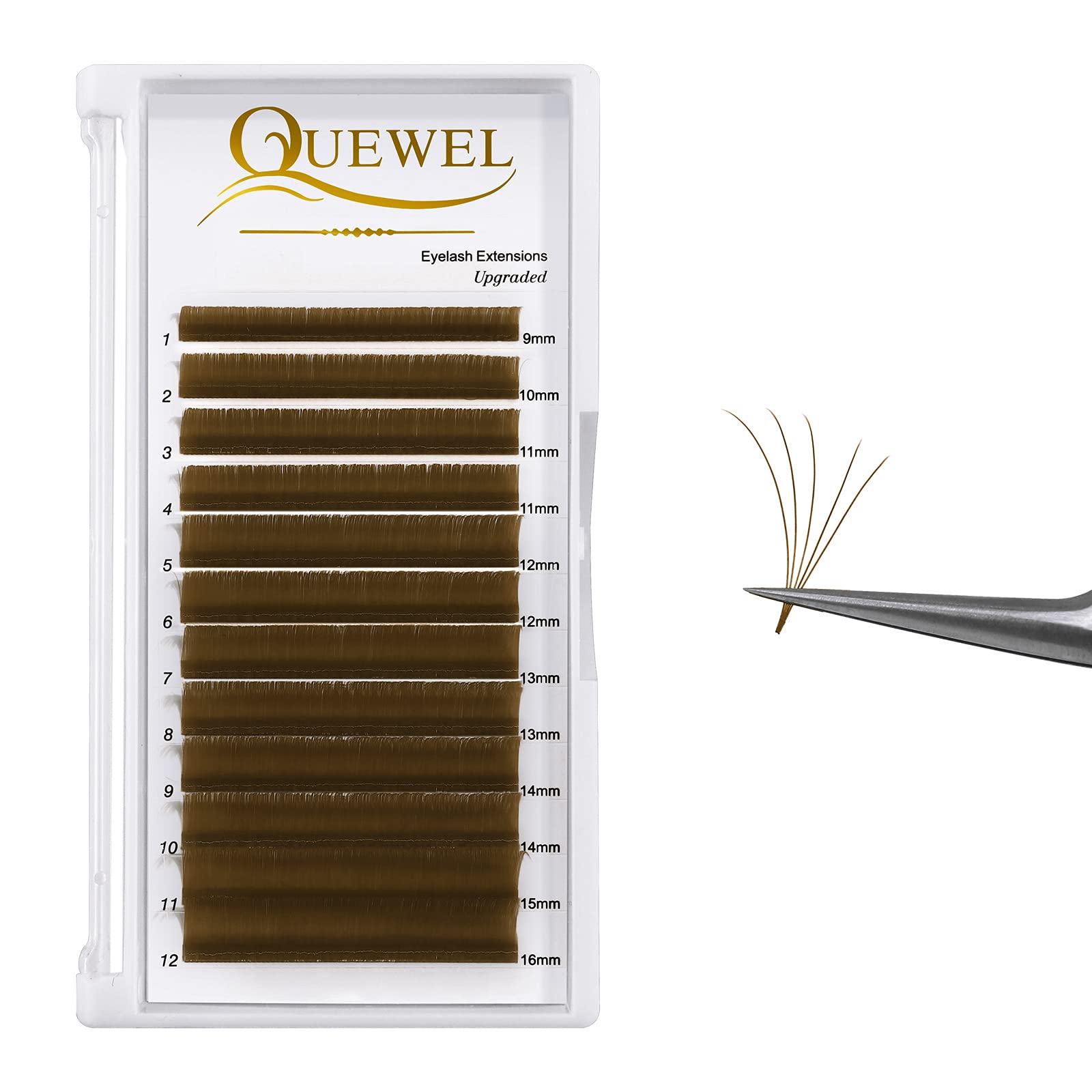 Premium 3D/5D-20D Colored Eyelash Extensions - Easy Fan Volume Lashes in Brown (0.07 C Curl, 9-16mm Mixed Tray) for Rapid Blooming & Self-Fanning Effect | Perfect for Bridal Makeup, Special Occasions & Dramatic Eye Looks