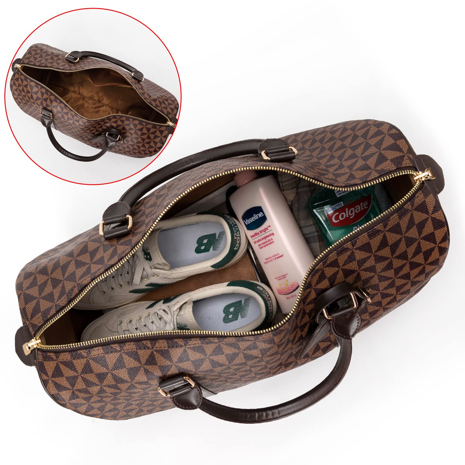 Premium Men's Leather Travel Duffel Bag - Large Capacity Weekender Tote for Gym, Vacation & Business Trips - Durable Carry-On Luggage for Workouts, Weekend Getaways & Business Travel