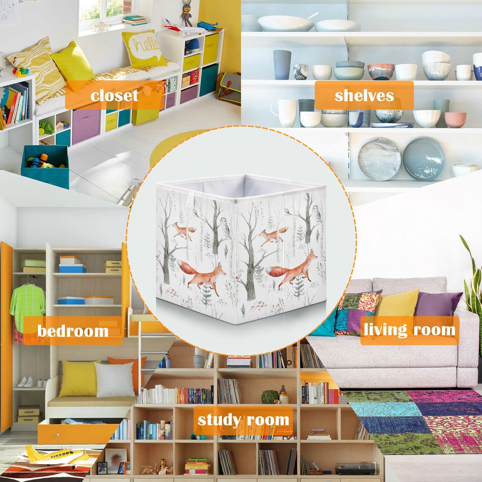 DOMIKING Foldable Fabric Storage Bins with Handles - 11 Inch Closet Organizers for Bedroom & Shelves