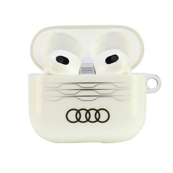 Premium Audi IML Geometric Pattern AirPods 3 Case Cover - White Protective Shell for AirPods 3rd Generation | Stylish & Durable Design for Daily Use, Travel, and Gym Protection