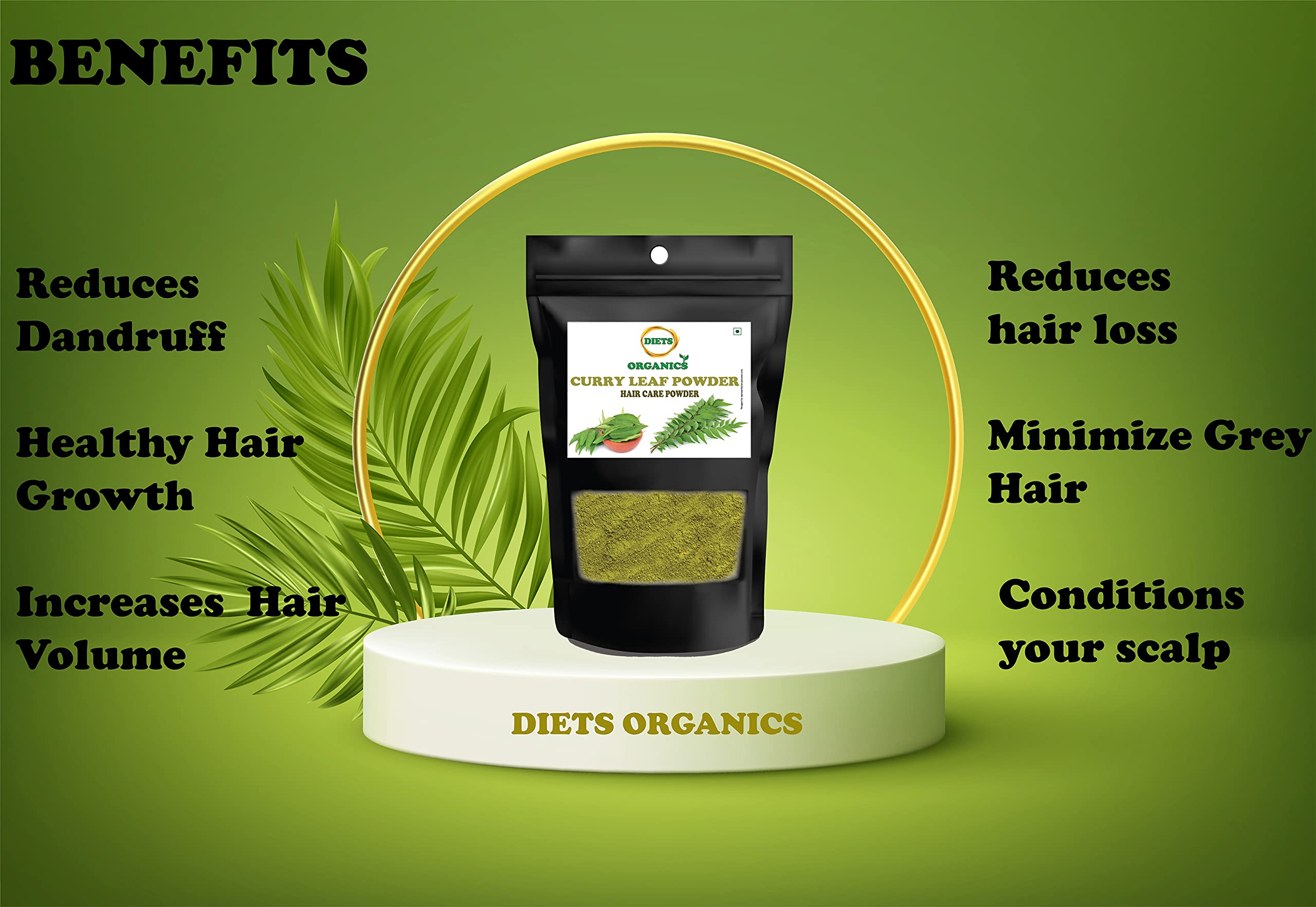Organic Curry Leaves Powder (Karuvepillai) for Strong & Shiny Hair - 100g | Natural Hair Growth Treatment | Ayurvedic Herbal Remedy for Dandruff & Scalp Care | Perfect for DIY Hair Masks & Ayurvedic Routines