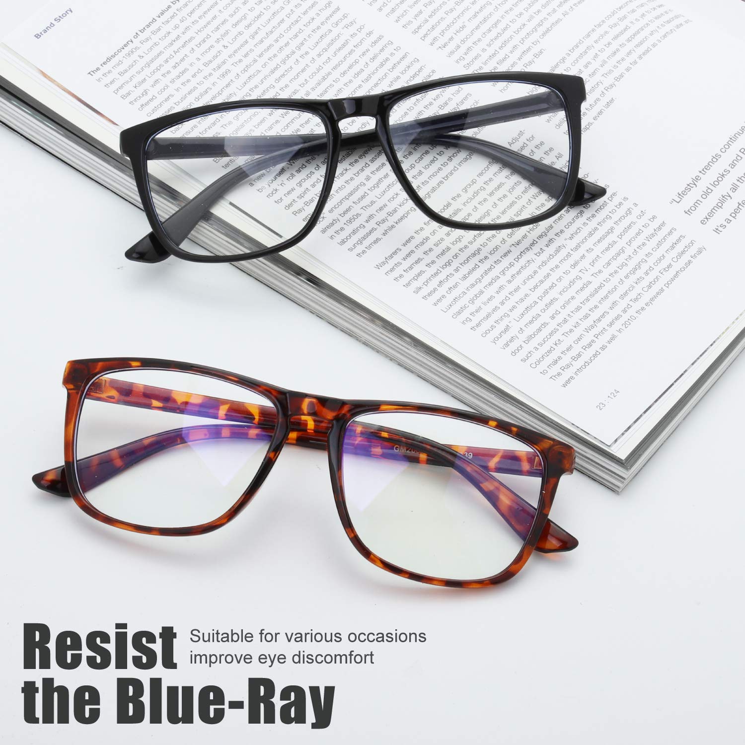 Blue Light Blocking Glasses for Men & Women - Rectangle Frame Computer Gaming Glasses with Anti Blue Ray Technology (B2302 Demi) - Reduce Eye Strain for Work, Gaming & Screen Time